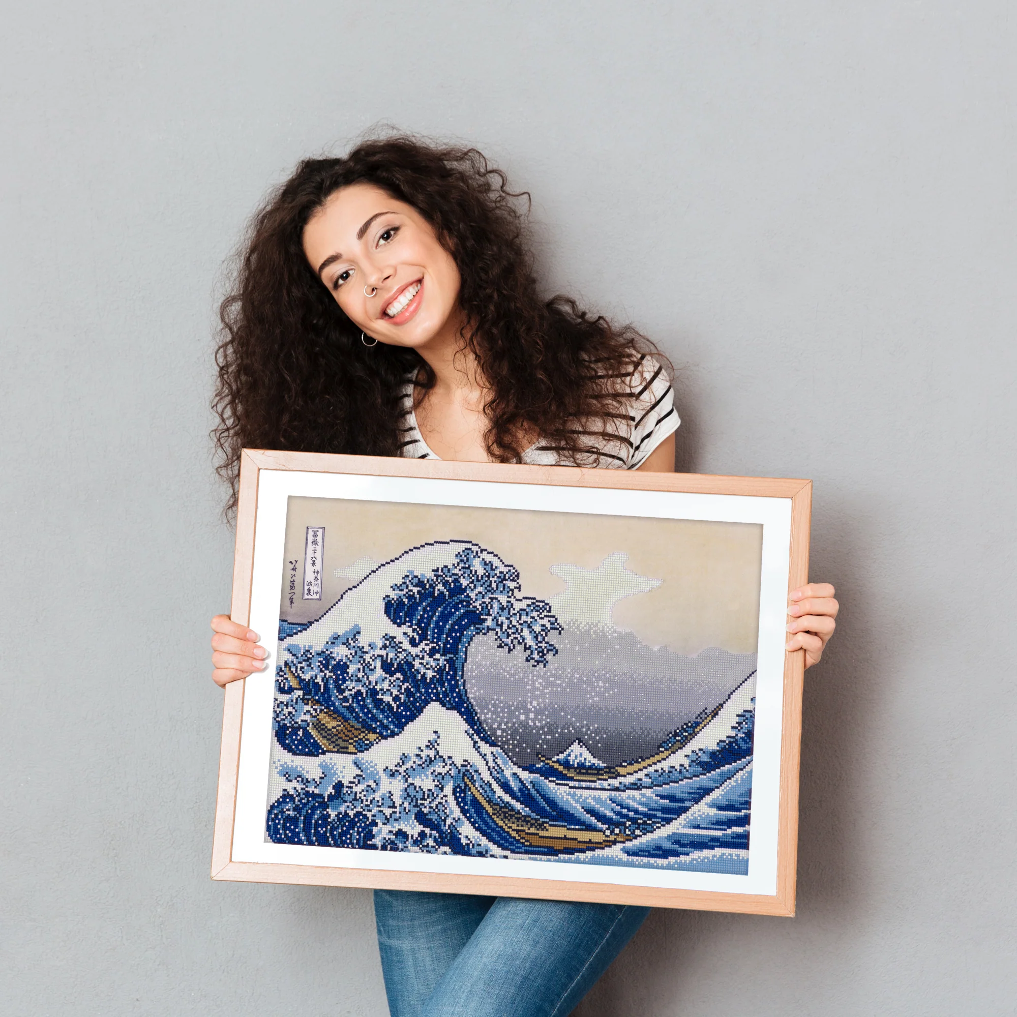 Diamond Dotz A Big Wave off Kanagawa (Hokusai) - 23.6" x 16.1" - Image 2