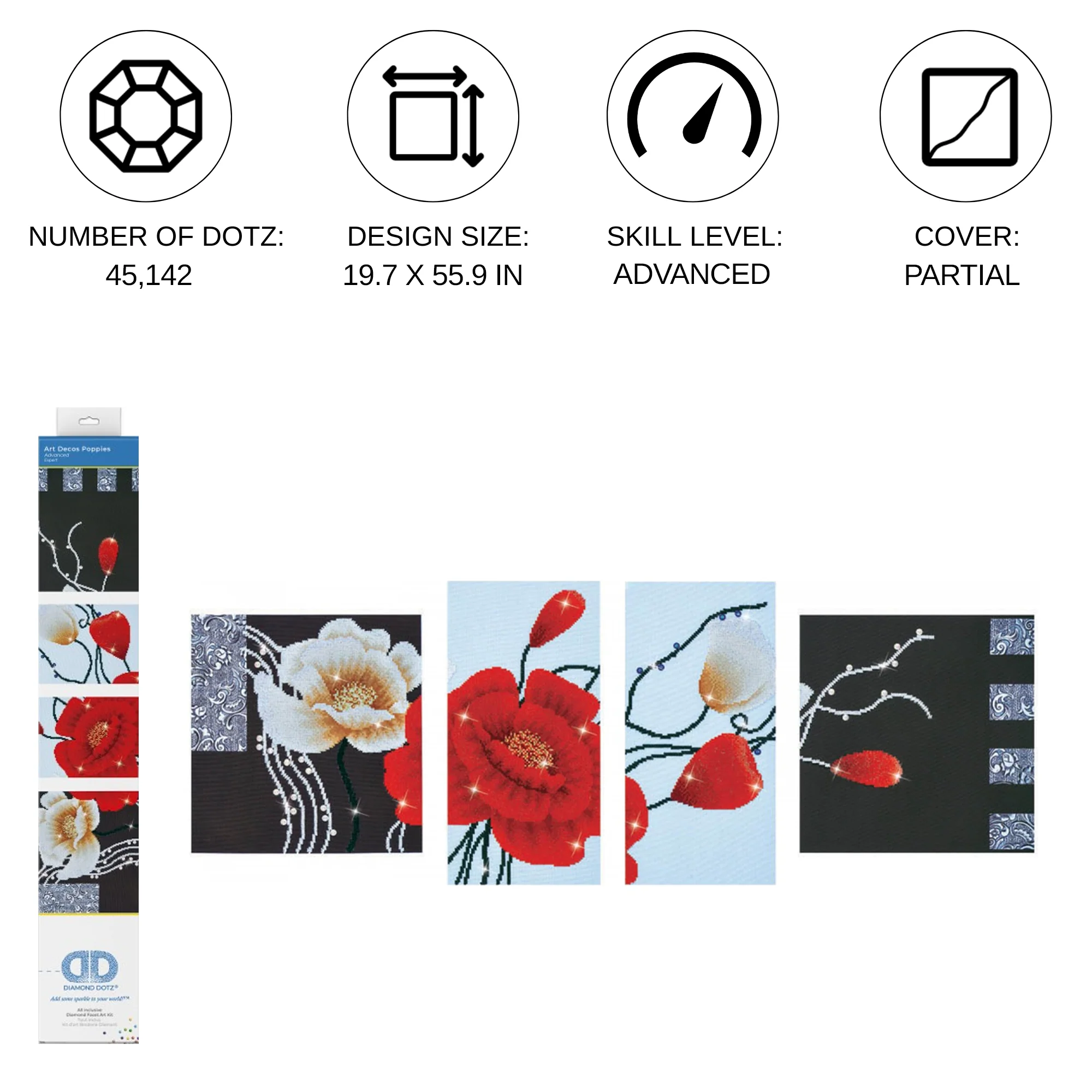Diamond Dotz Art Deco Poppies - 55.9" x 19.7" - Image 4