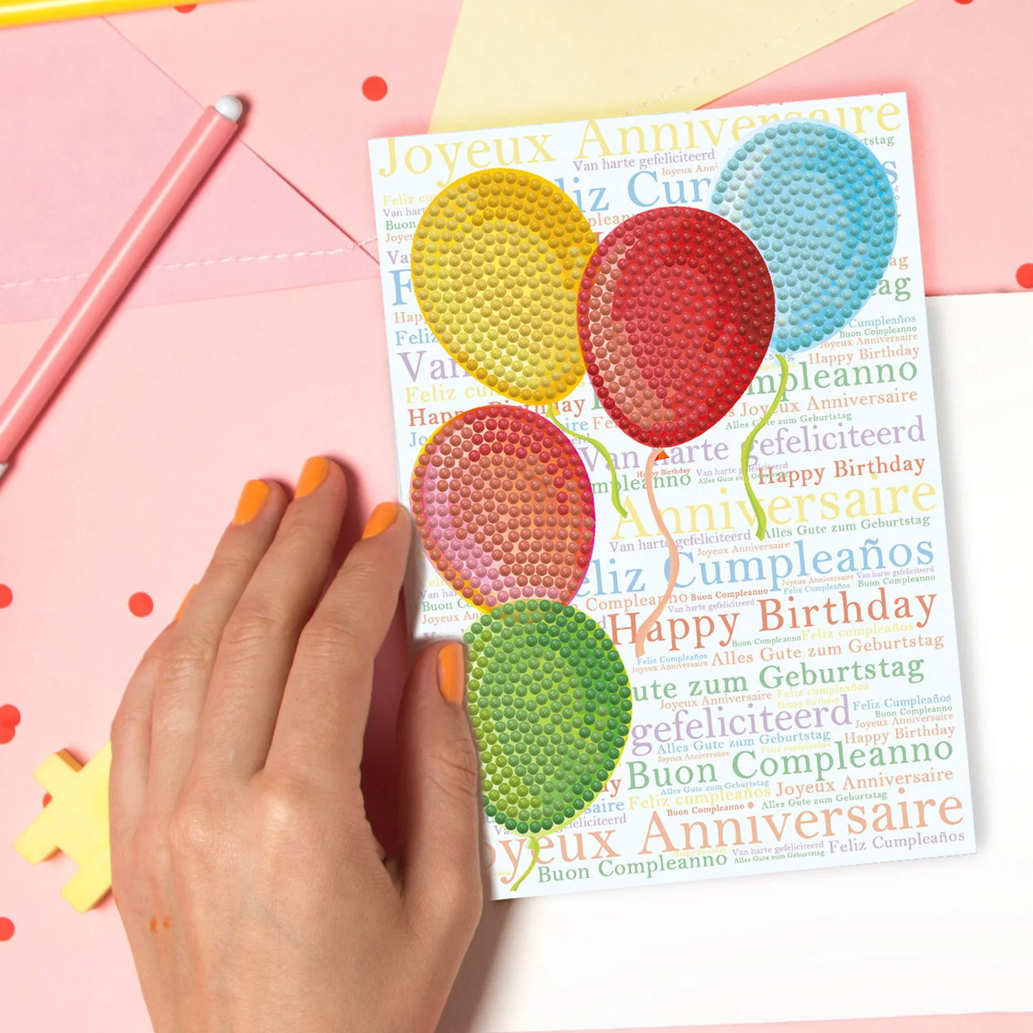 Diamond Dotz Balloons on High Greeting Card - 5.0" x 7.0" - Image 2