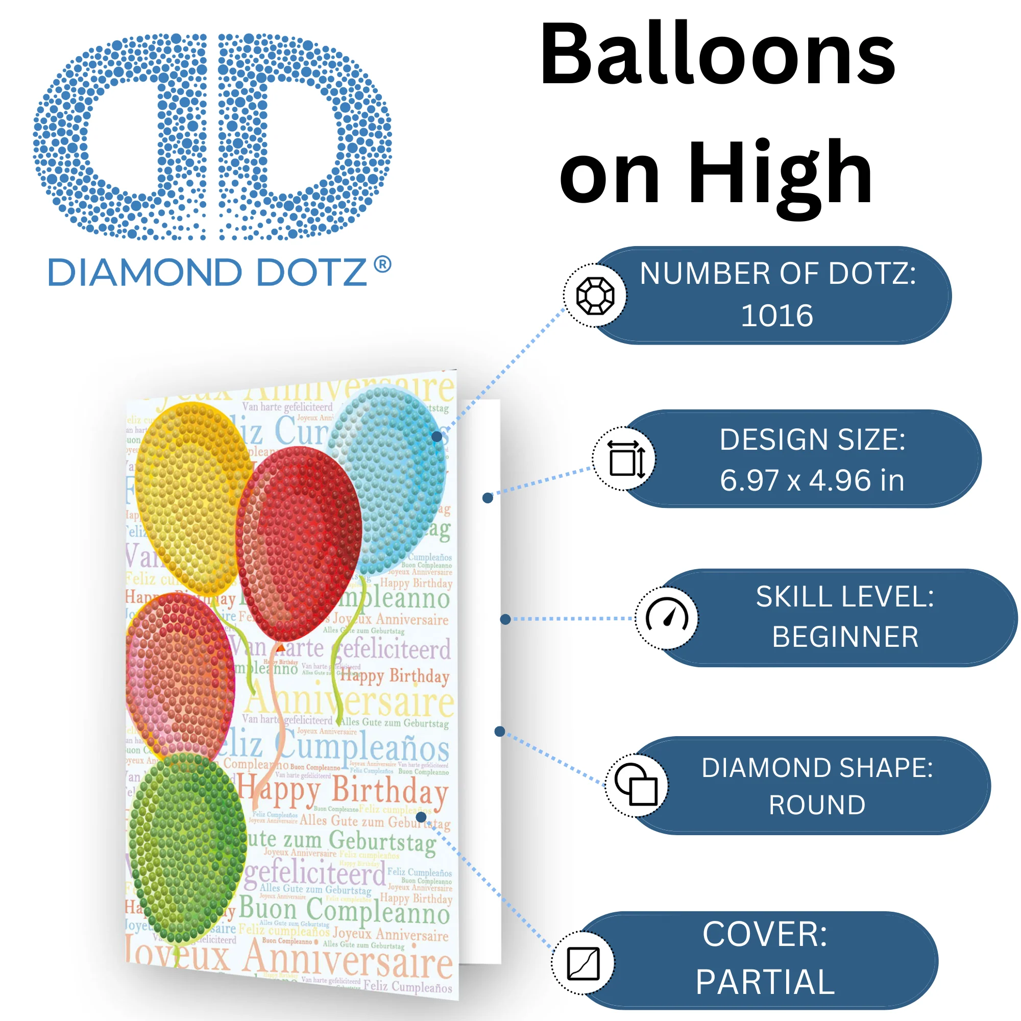 Diamond Dotz Balloons on High Greeting Card - 5.0" x 7.0" - Image 3