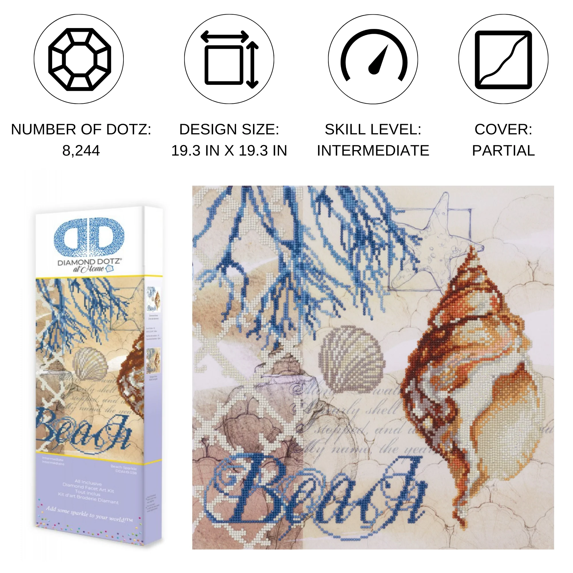 Diamond Dotz Beach Sparkle - 16.1" x 16.1" - Image 4