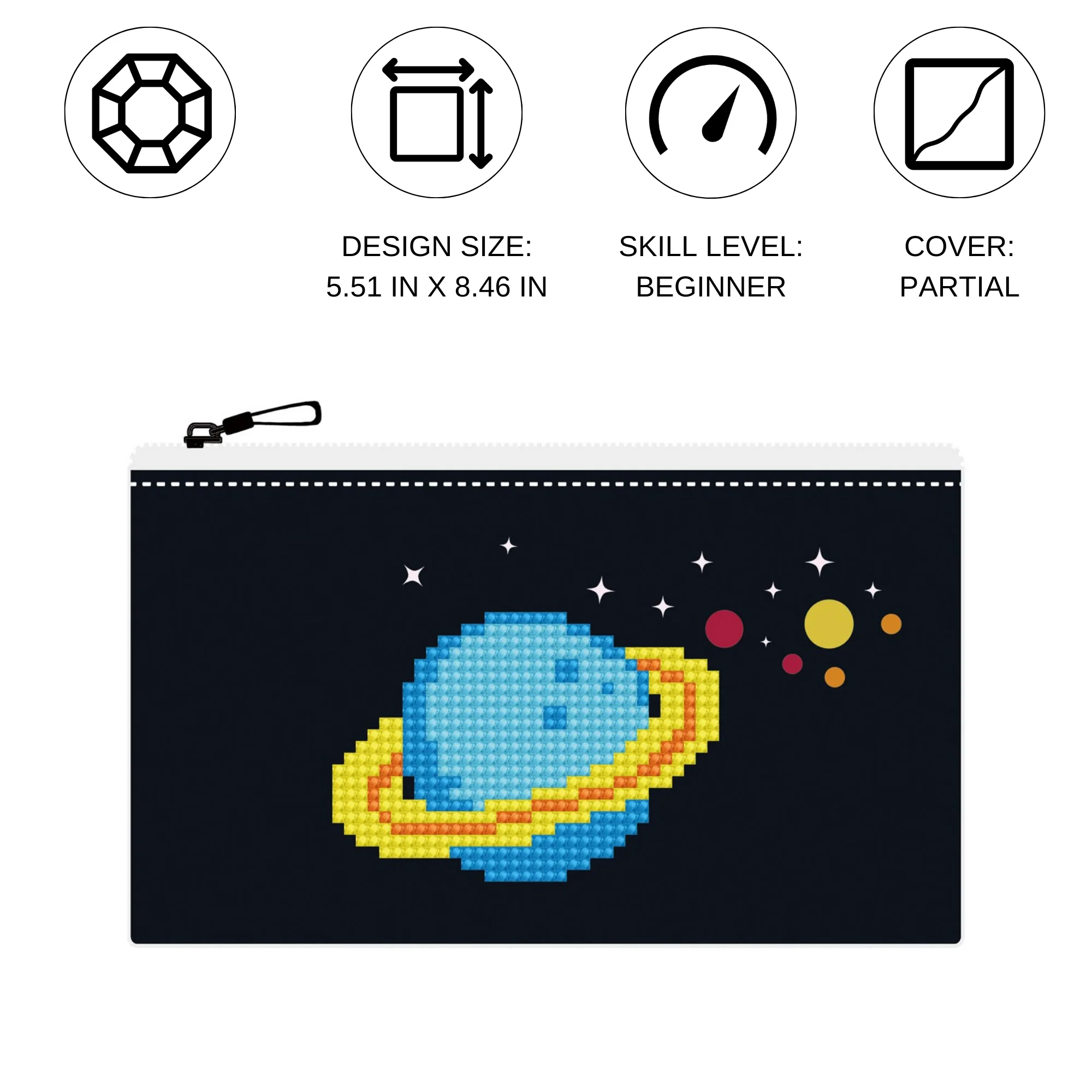 Diamond Dotz DOTZIES Zipper Pouch Black SPACE Diamond Painting - 7.5" x 4.3" - Image 4