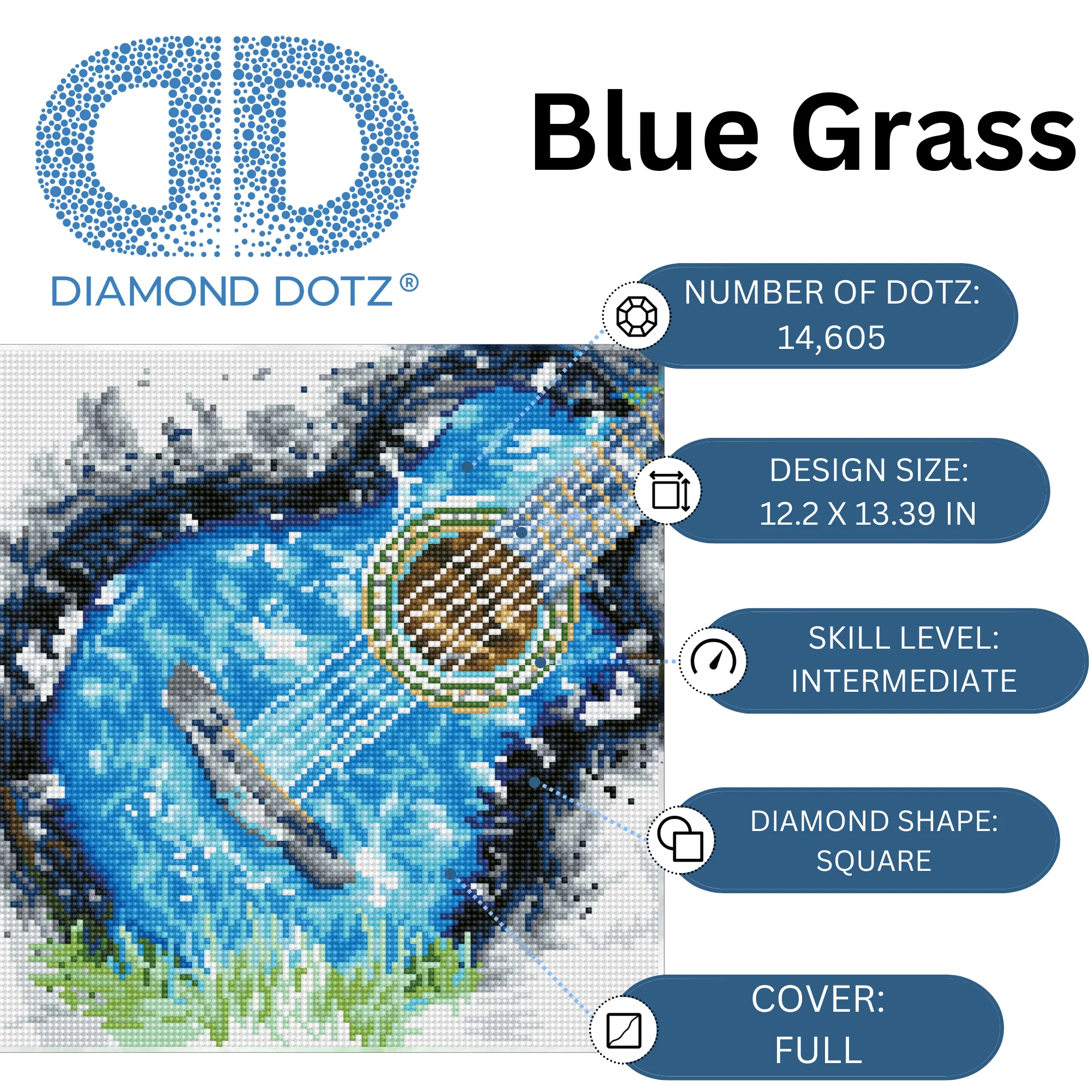 Diamond Dotz Blue Grass - 13.4" x 12.2" - Image 3