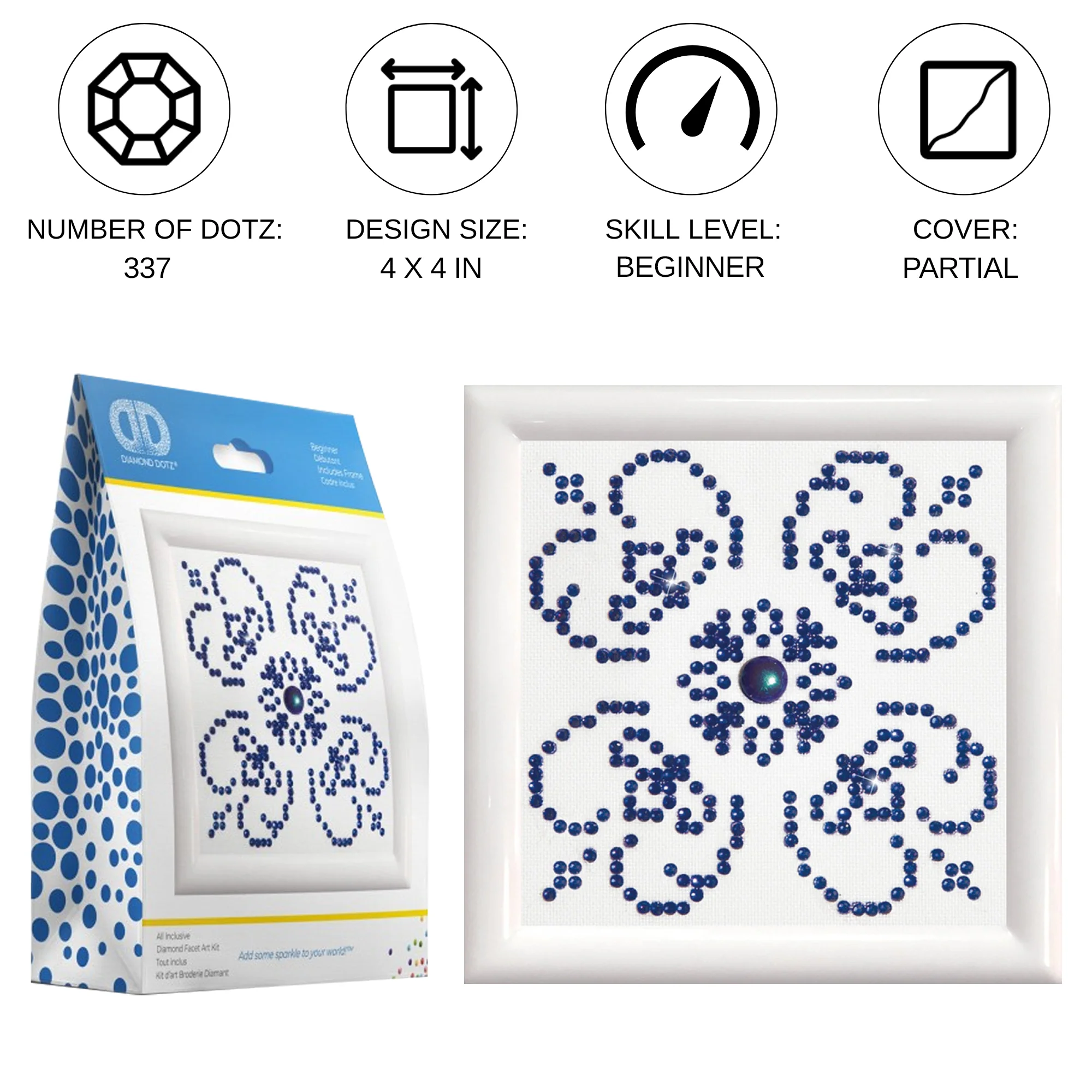 Diamond Dotz Blue on White with Frame - 4.0" x 4.0" - Image 2