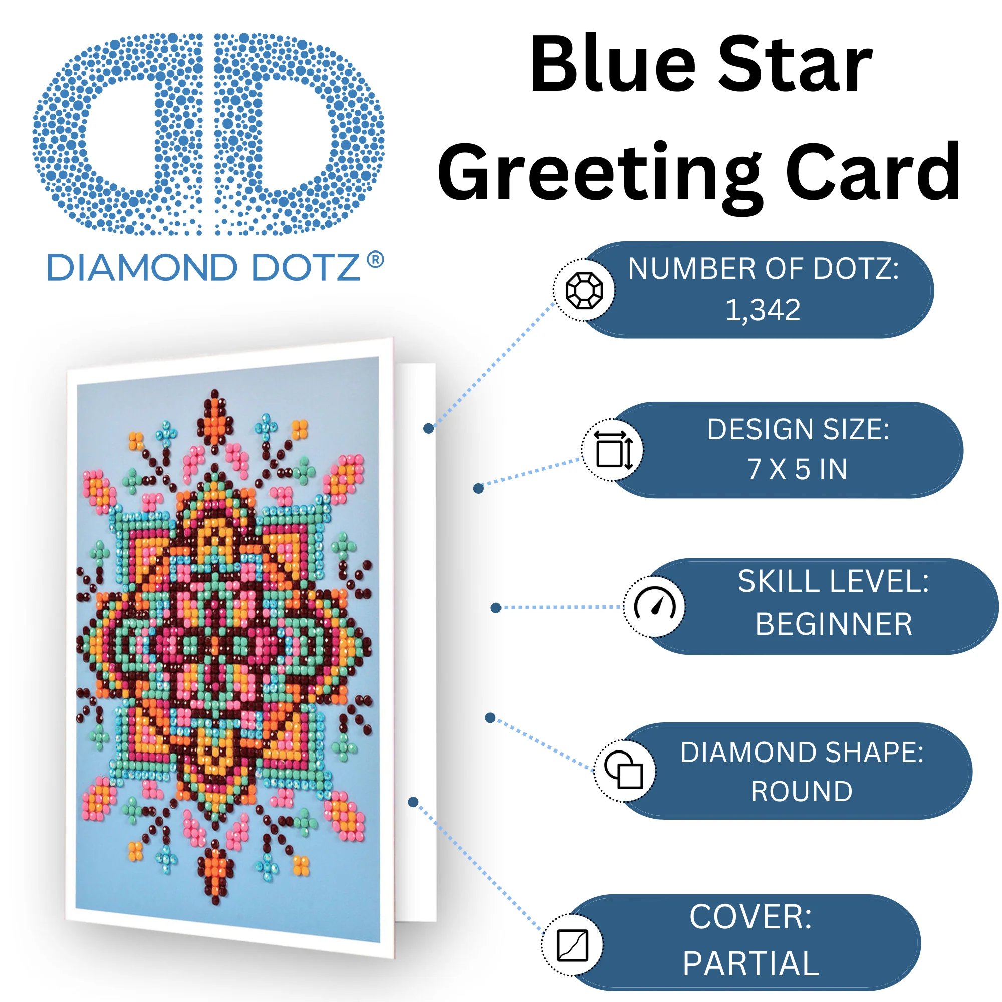 Diamond Dotz Blue Star Greeting Card - 5.0" x 7.0" - Image 3