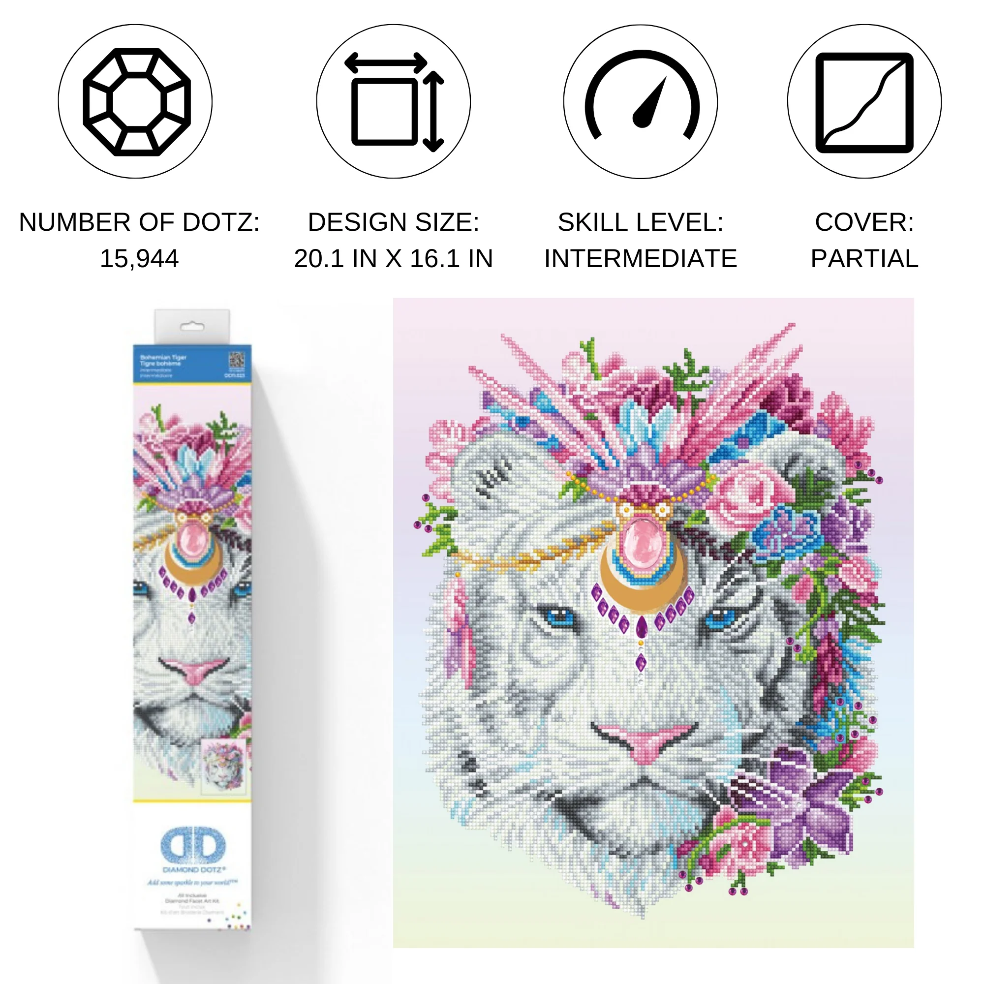 Diamond Dotz Bohemian Tiger - 16.1" x 20.1" - Image 5
