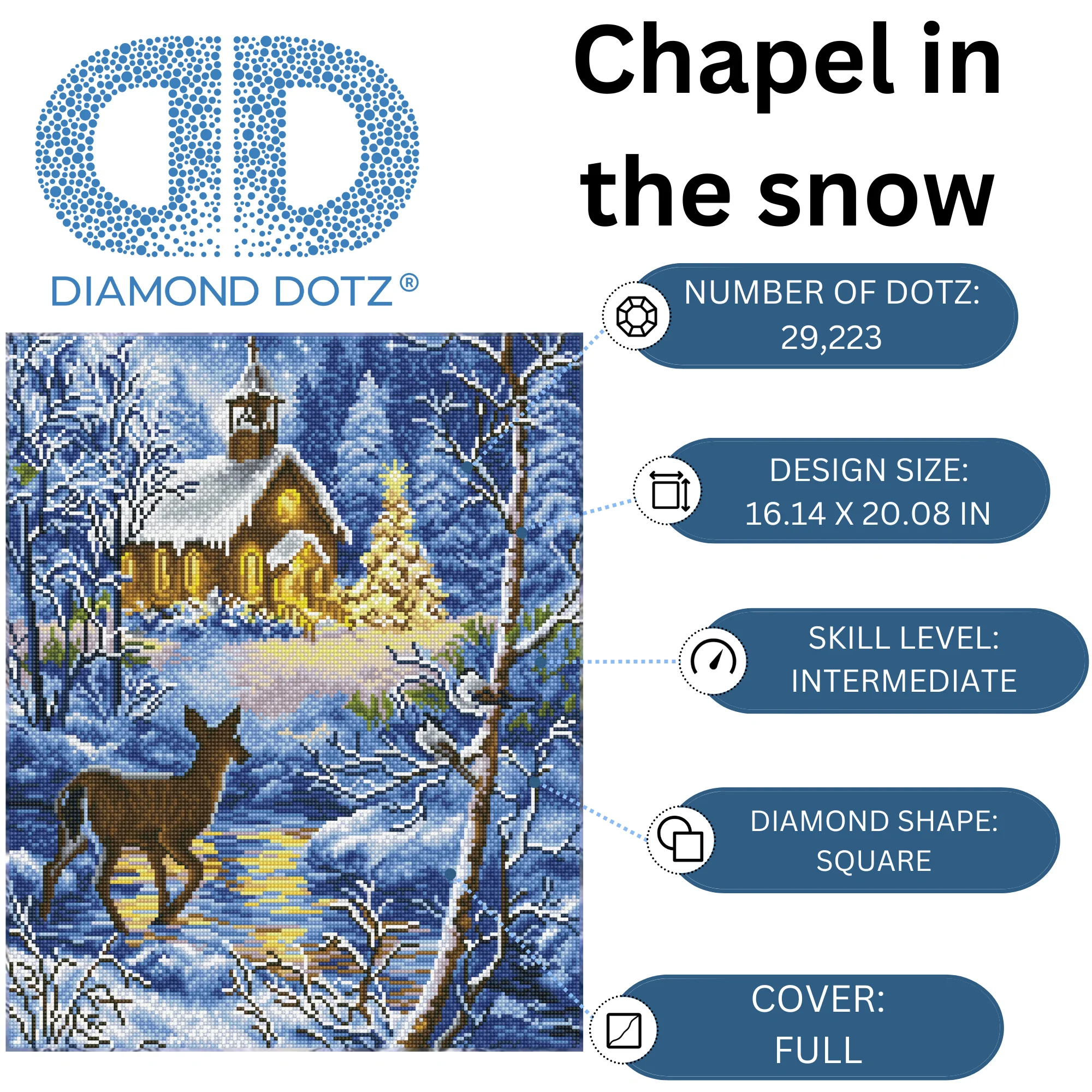 Diamond Dotz Chapel in the Snow - 16.1" x 20.1" - Image 3