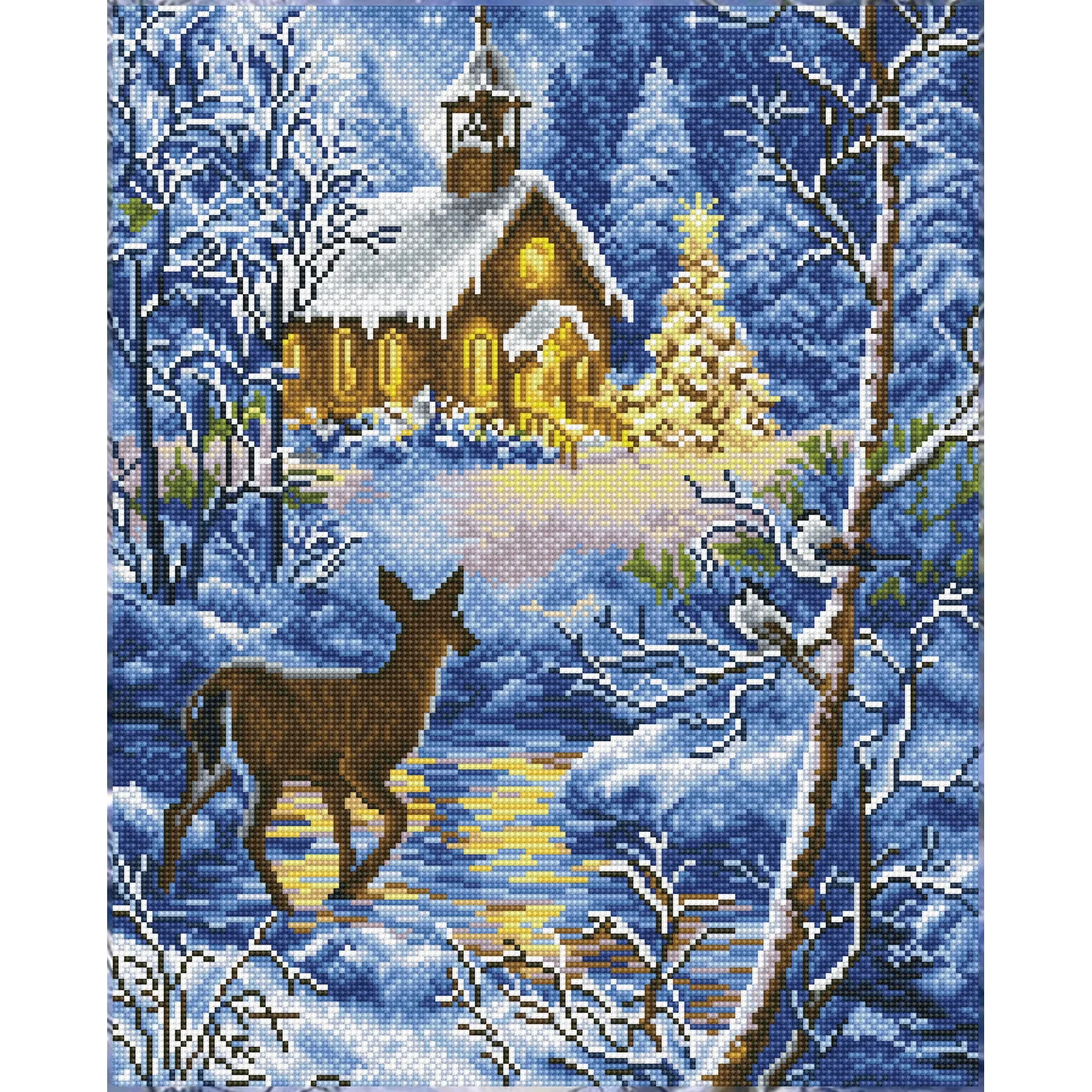 Diamond Dotz Chapel in the Snow - 16.1" x 20.1" - Image 6
