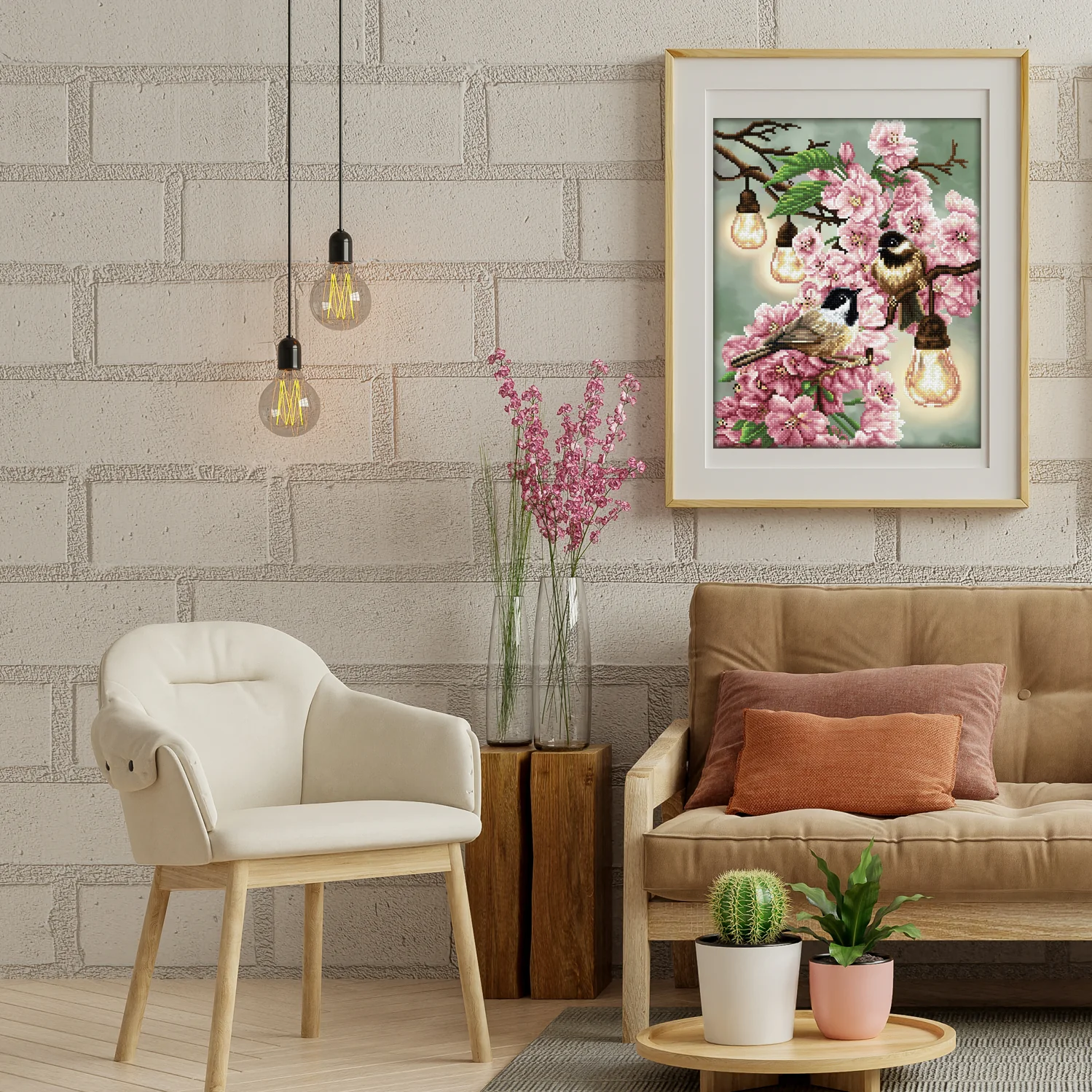 Diamond Dotz Cherry Blossoms & Chickadees - 16.5" x 20.5" - Image 3