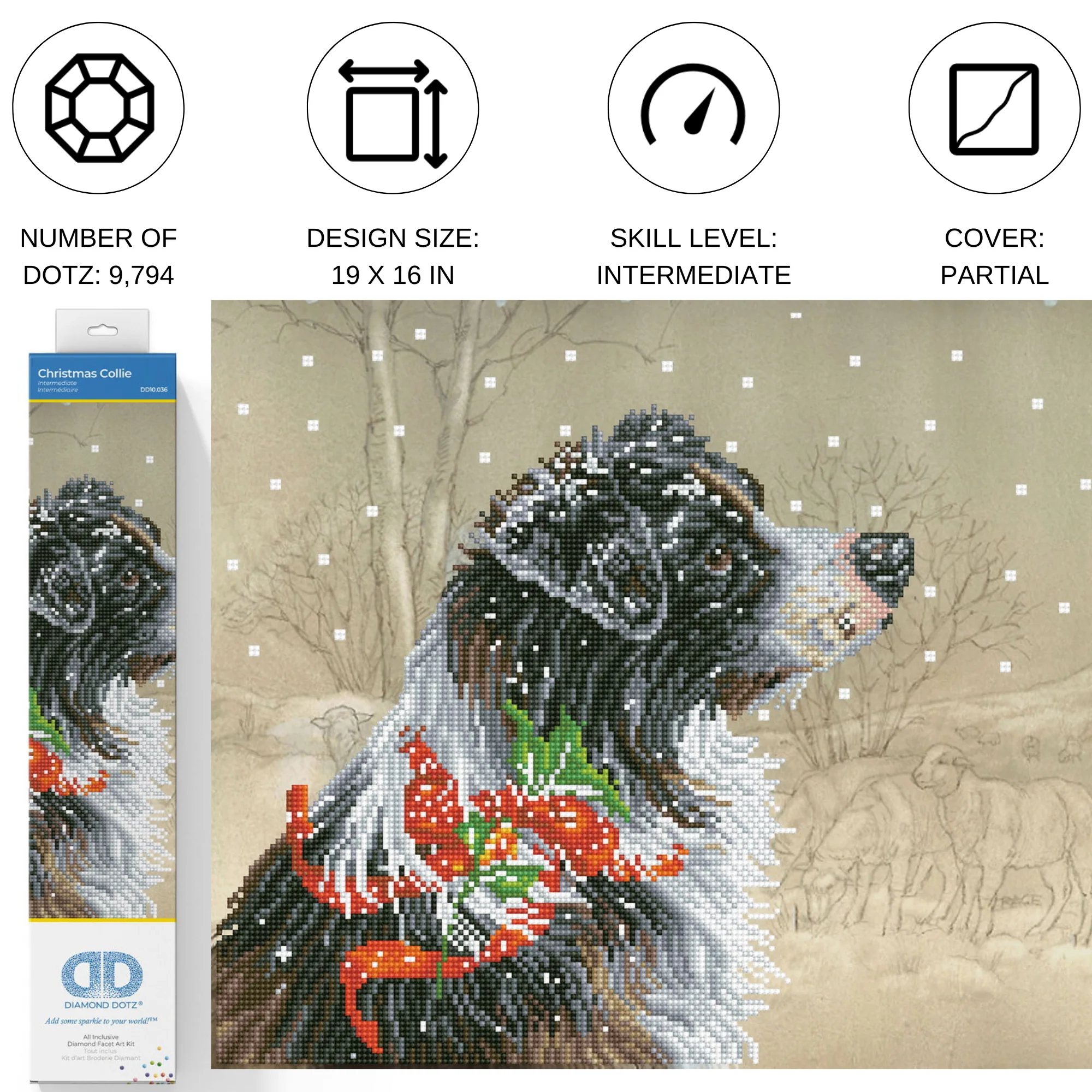 Diamond Dotz Christmas Collie - 19.7" x 15.8" - Image 3