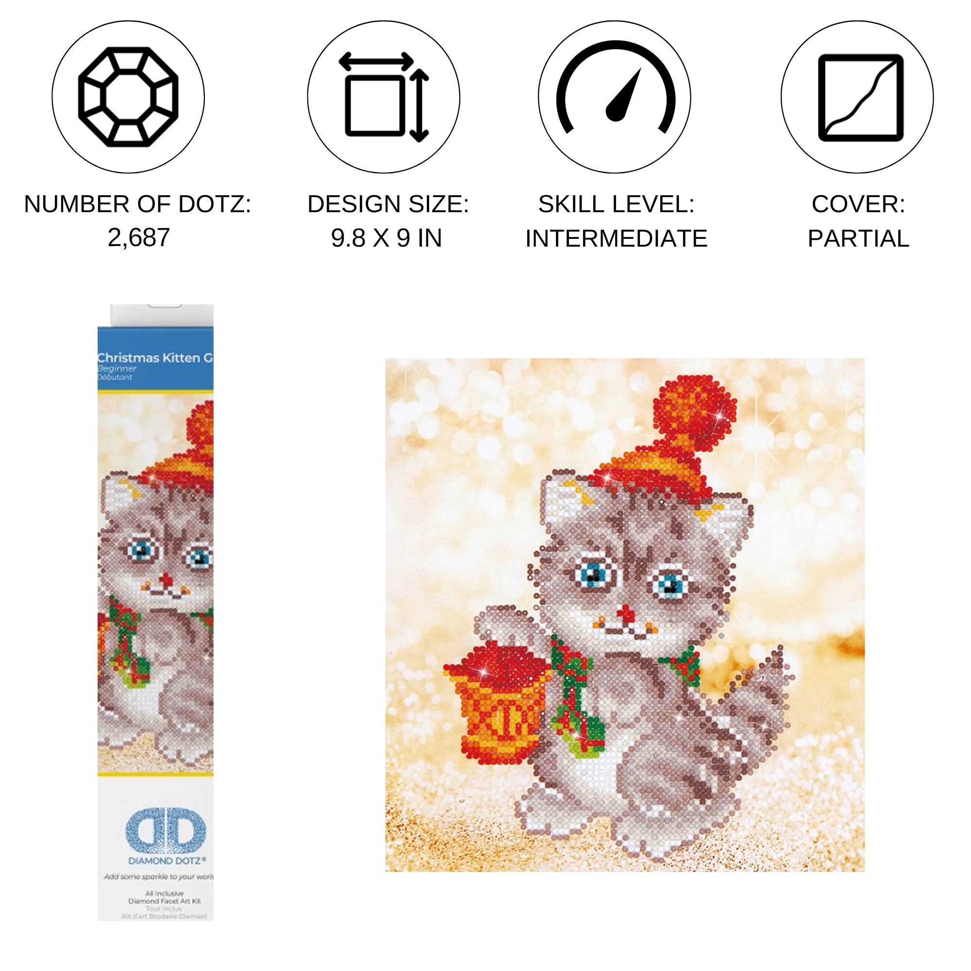 Diamond Dotz Christmas Kitten Glow - 9.1" x 9.8" - Image 4