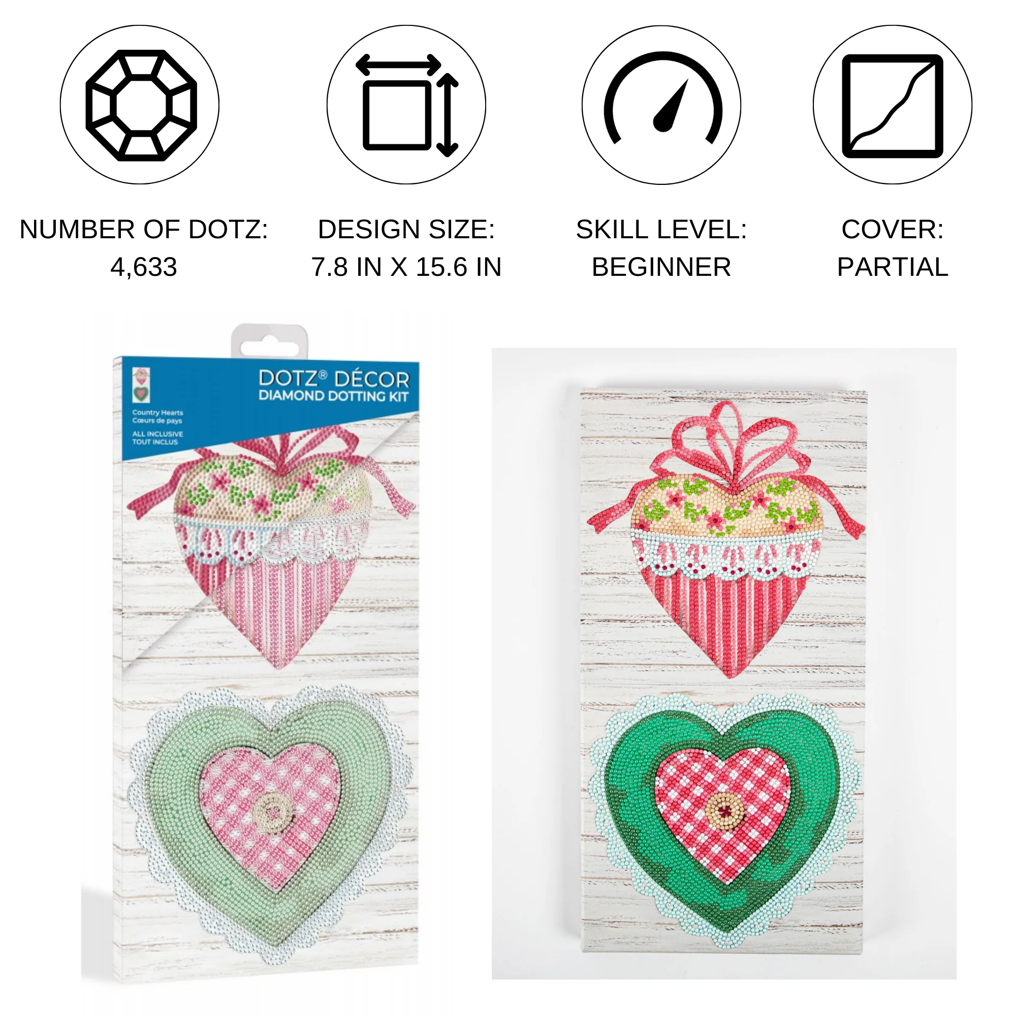 Diamond Dotz Decor Decorative Box Country Hearts Diamond Painting - 7.9" x 15.8" - Image 4