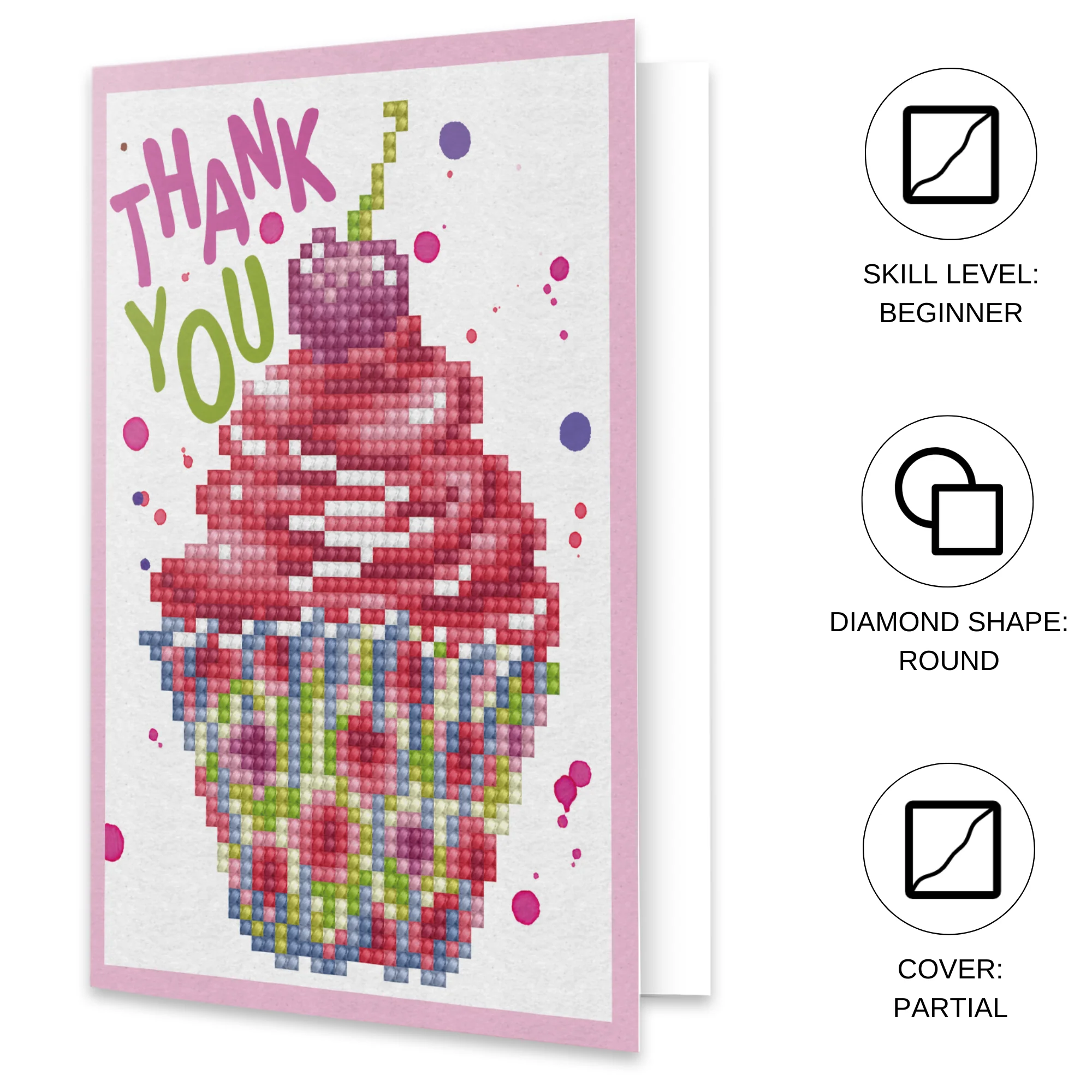 Diamond Dotz Cup Cake Thank You Greeting Card - 5.0" x 7.0" - Image 3