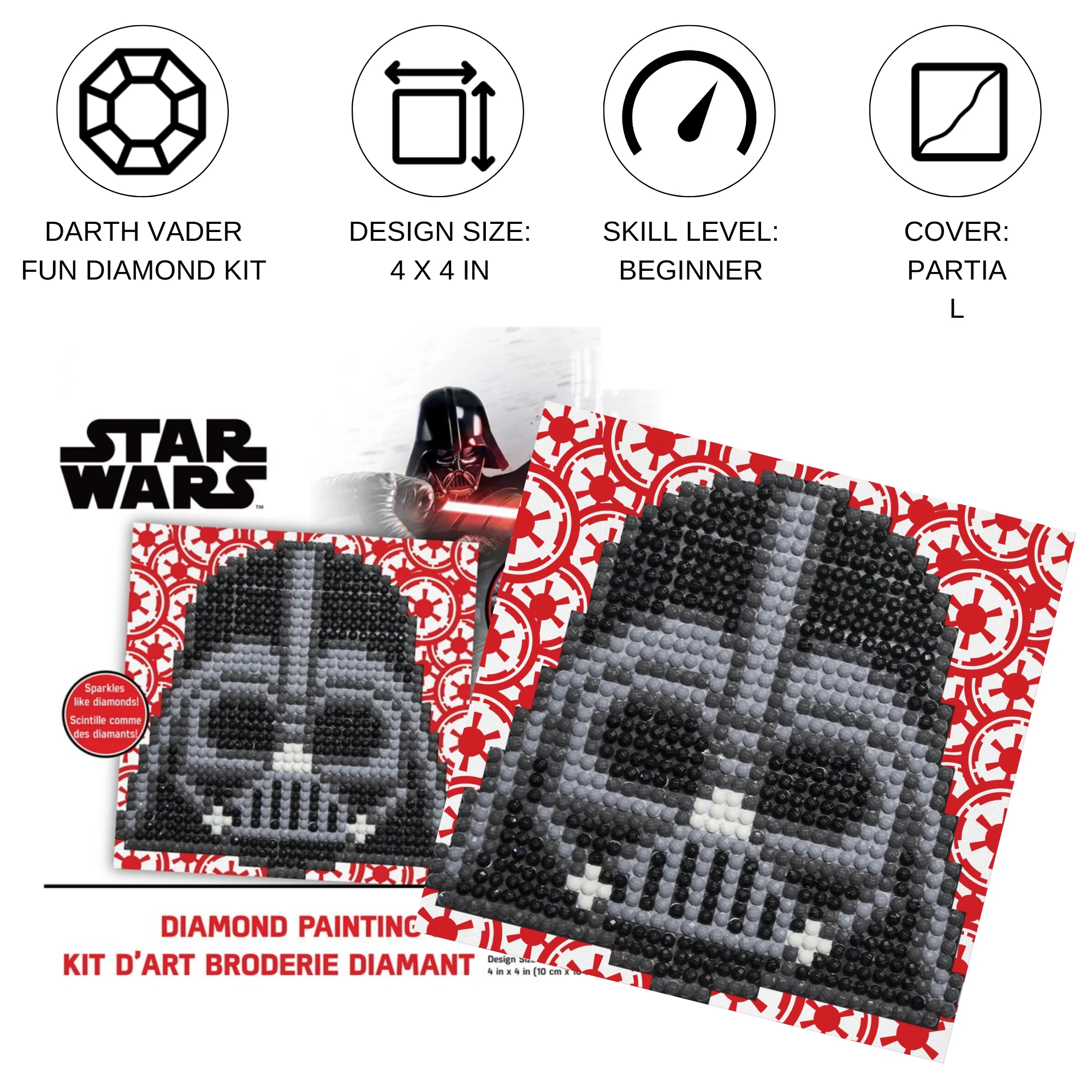 Diamond Dotz Darth Vader Fun - 3.9" x 3.9" - Image 3