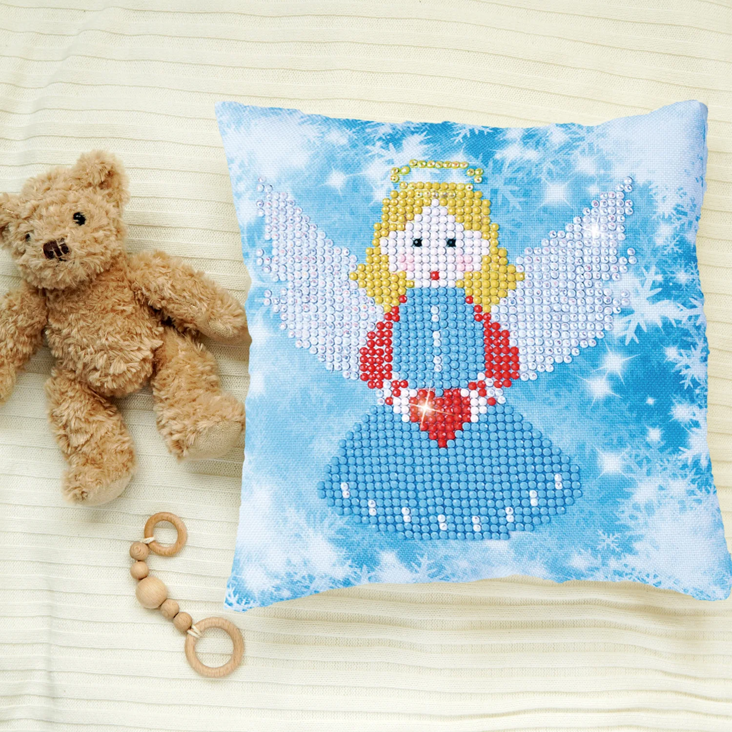 Diamond Dotz Christmas Angel Pillow - 7.1" x 7.1" - Image 2