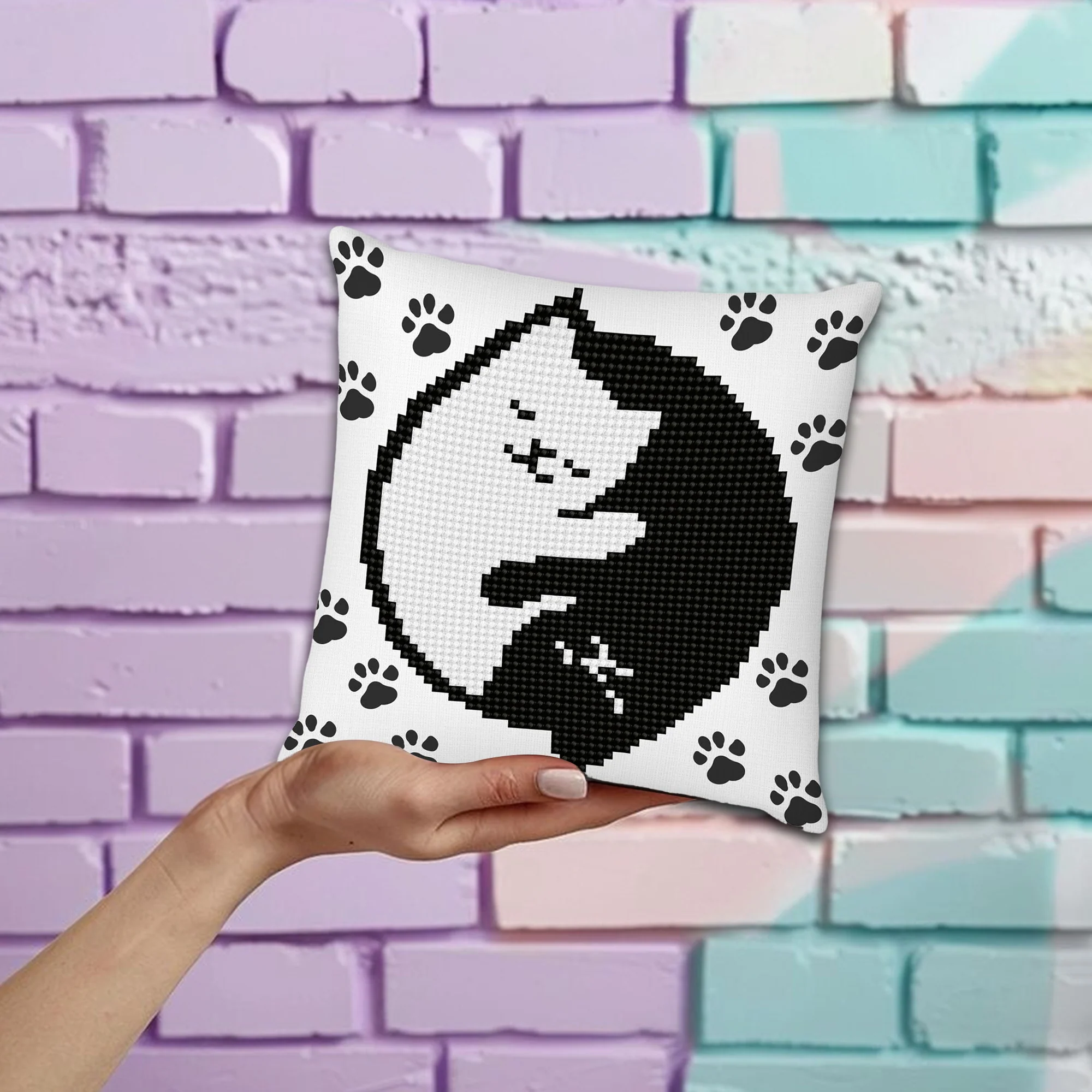 Diamond Dotz Kitty Glow Mini Pillow - 7.1" x 7.1" - Image 3