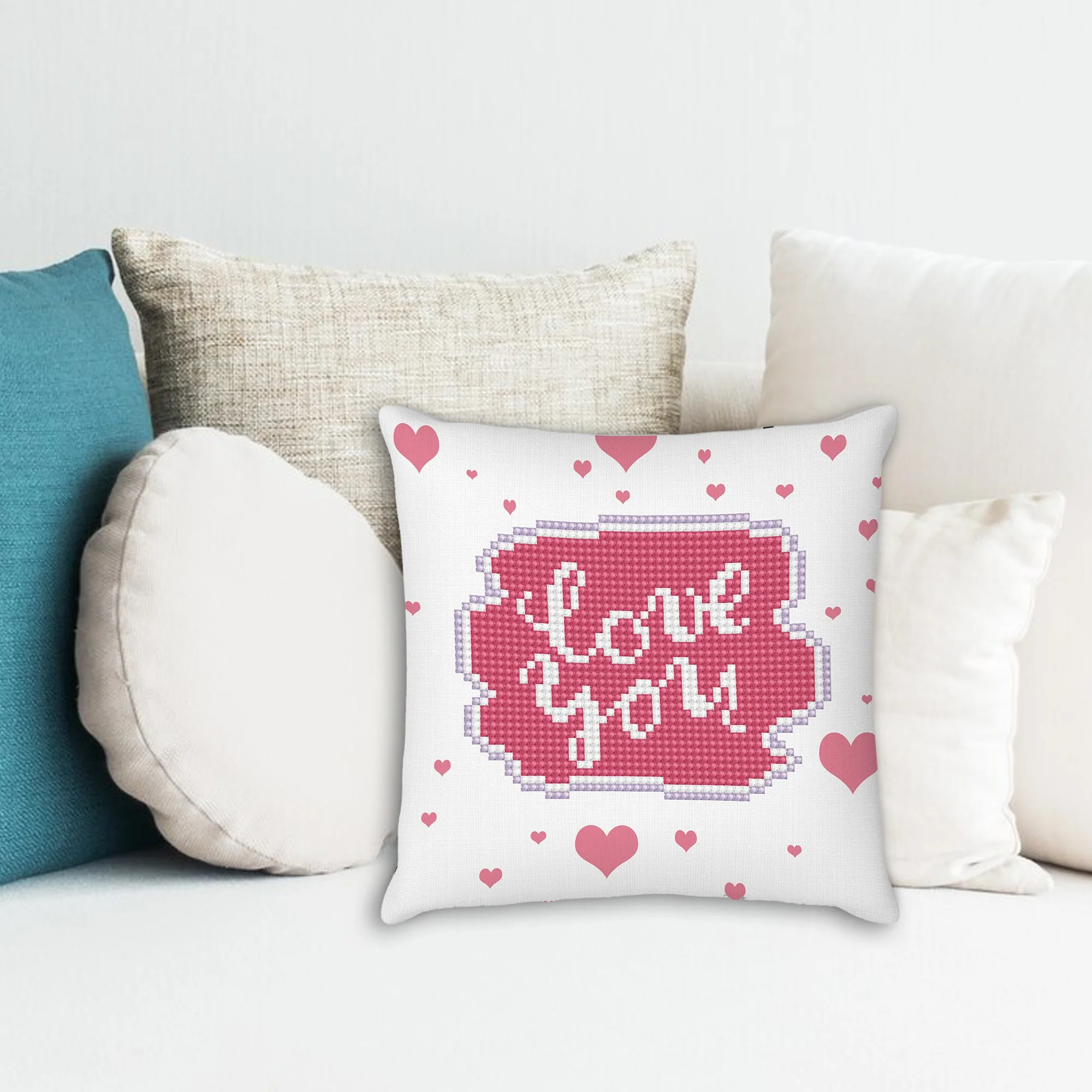 Diamond Dotz Love You Mini Pillow - 7.1" x 7.1" - Image 3