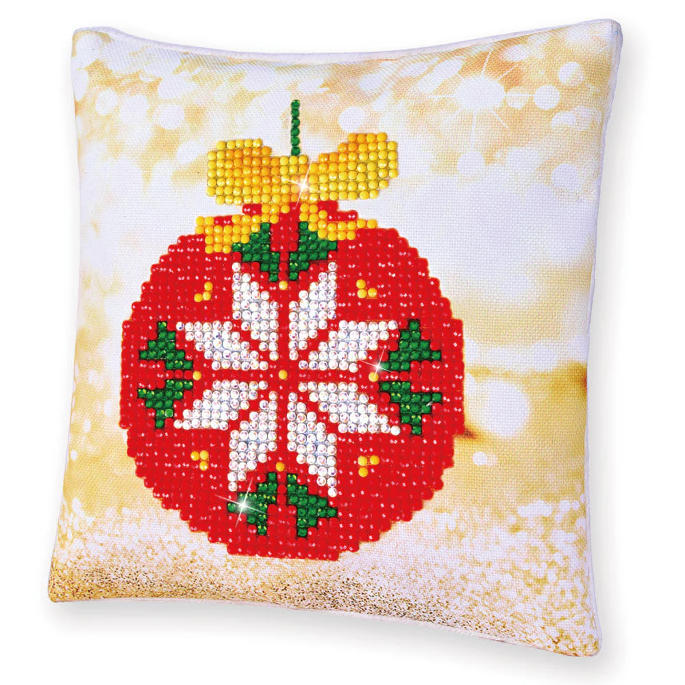 Diamond Dotz Red Bauble Pillow - 7.1" x 7.1"