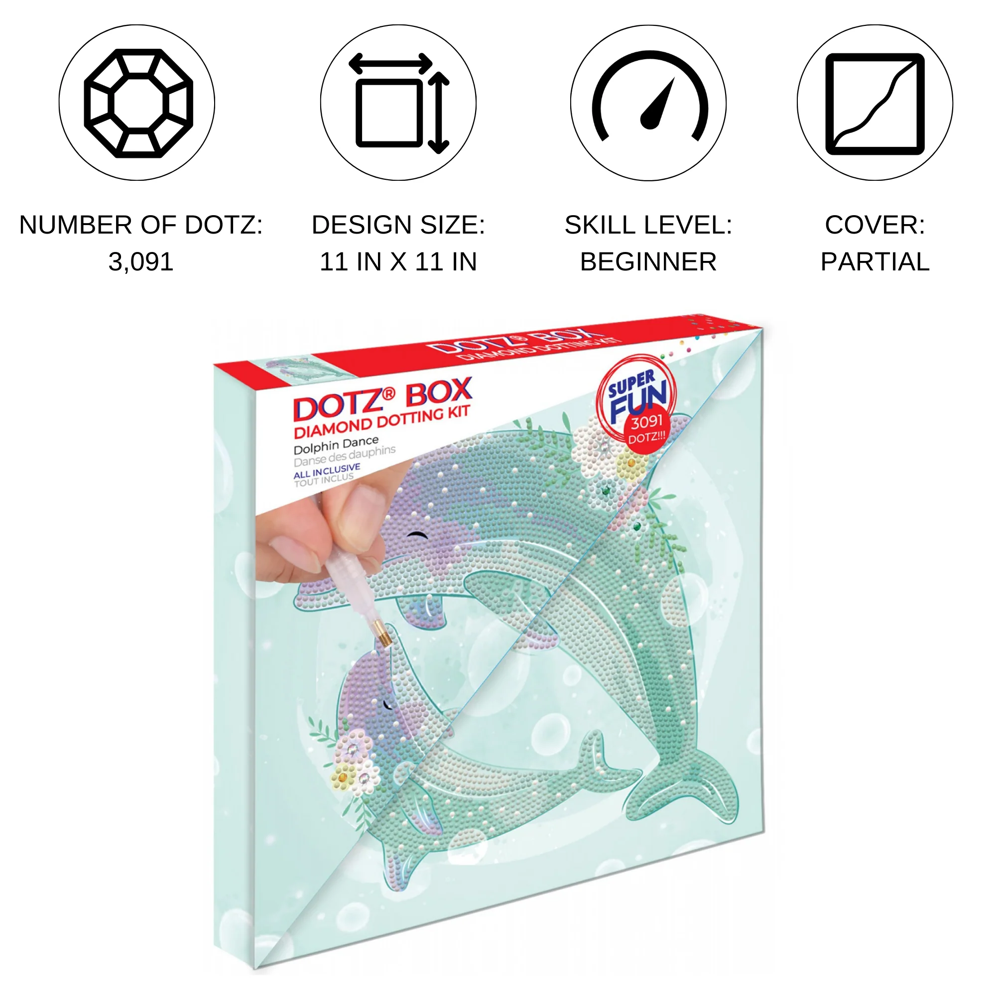 Diamond Dotz Decorative Box Dolphin Dance - 11.0" x 11.0" - Image 4