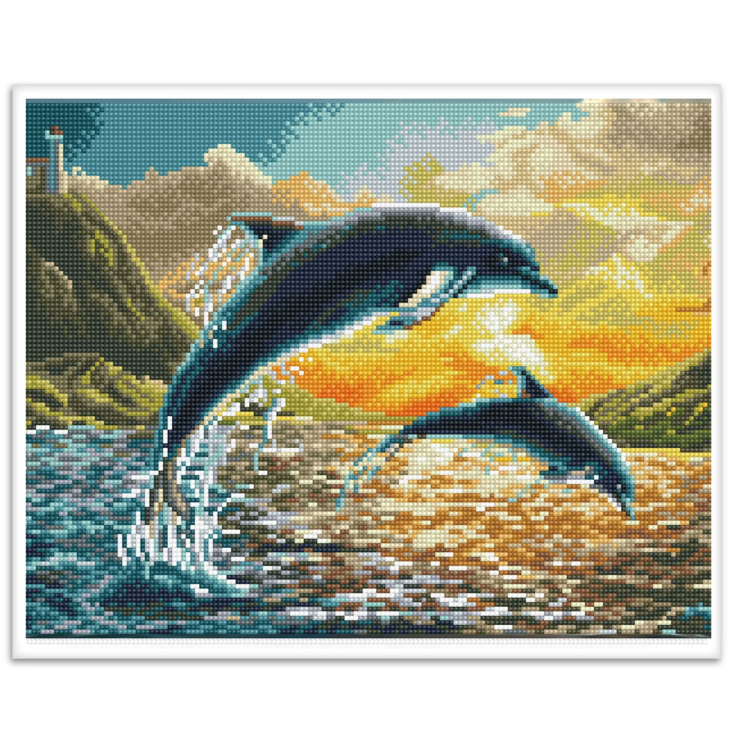 Diamond Dotz Dolphin Sunset Pre-Framed Kit - 16.5" x 12.4" - Image 2