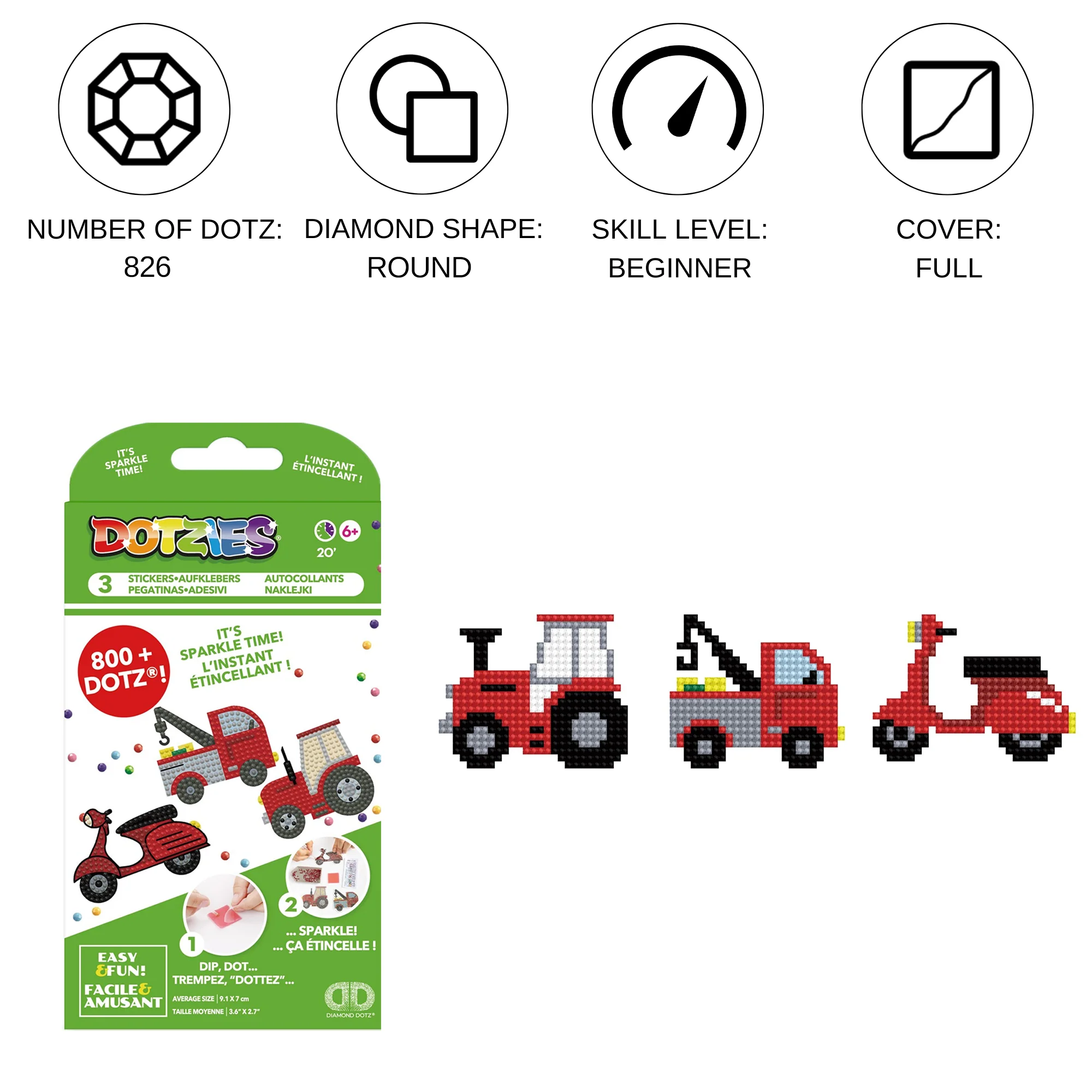 Diamond Dotz DOTZIES 3 STICKERS Multi Pack - Honk Honk - Image 3