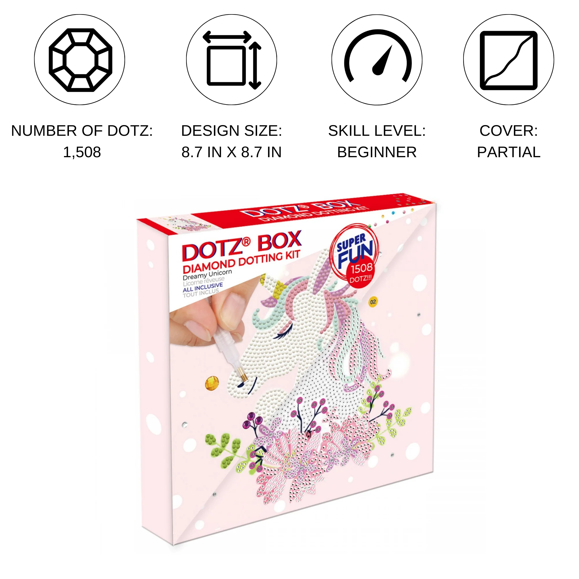 Diamond Dotz Decorative Box Dreamy Unicorn - 8.7" x 8.7" - Image 2