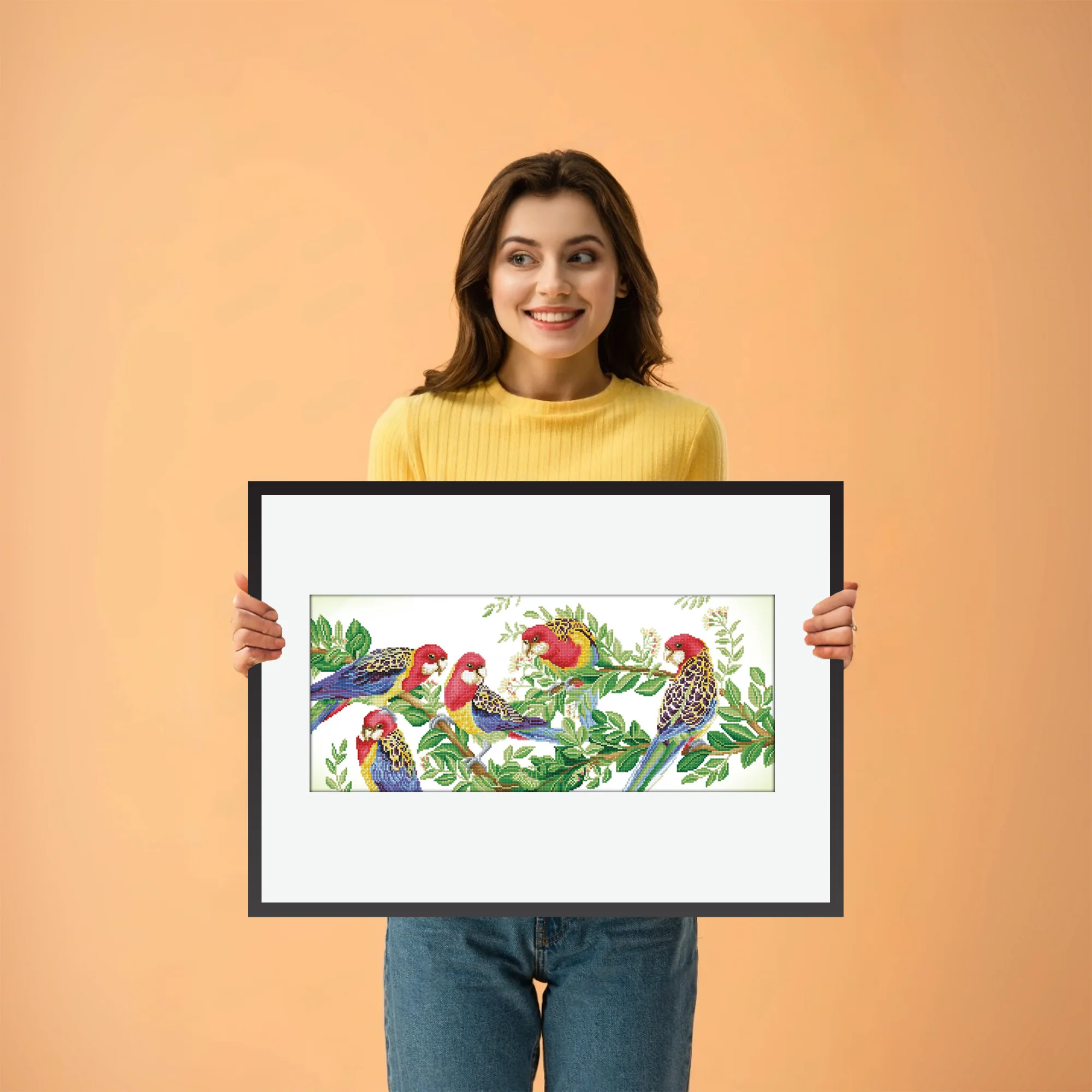 Diamond Dotz Eastern Rosella Gathering - 14.6" x 34.3" - Image 4