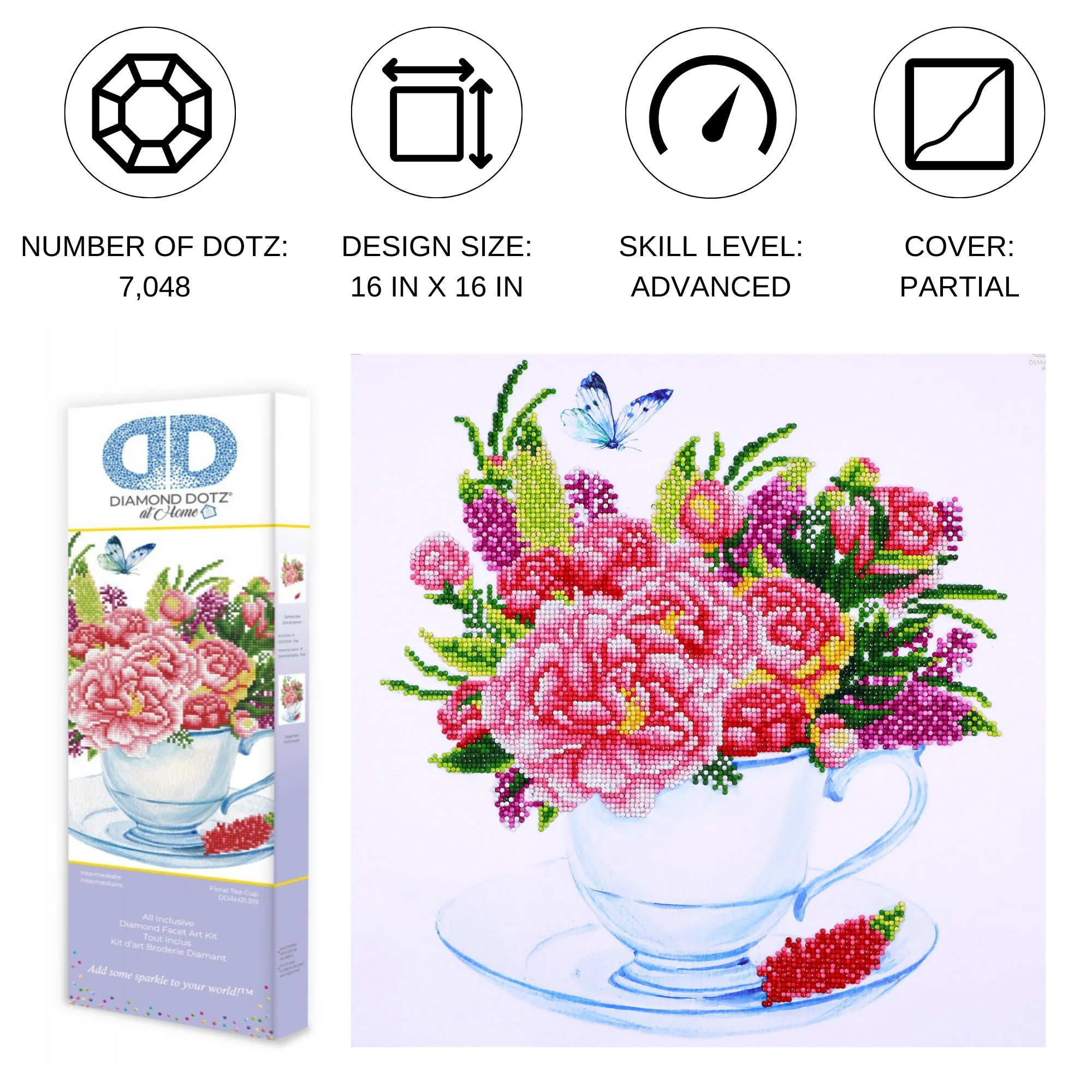 Diamond Dotz Floral Tea Cup - 16.0" x 16.0" - Image 4