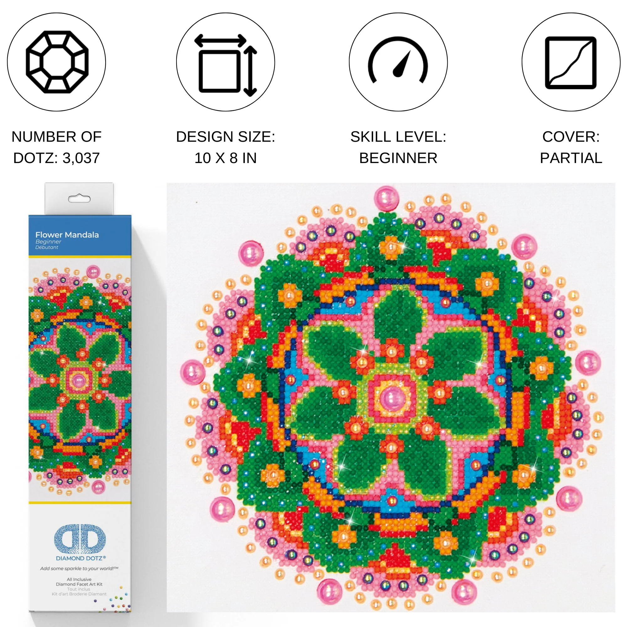 Diamond Dotz Flower Mandala - 10.0" x 8.0" - Image 4