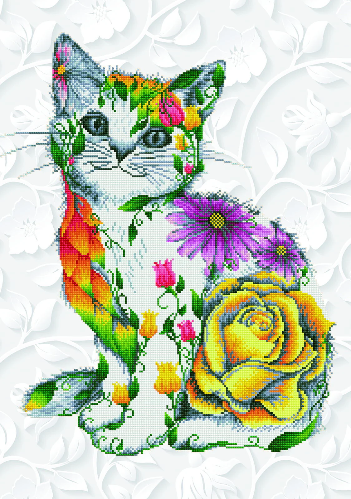 Diamond Dotz Flower Puss - 21.7" x 30.7"