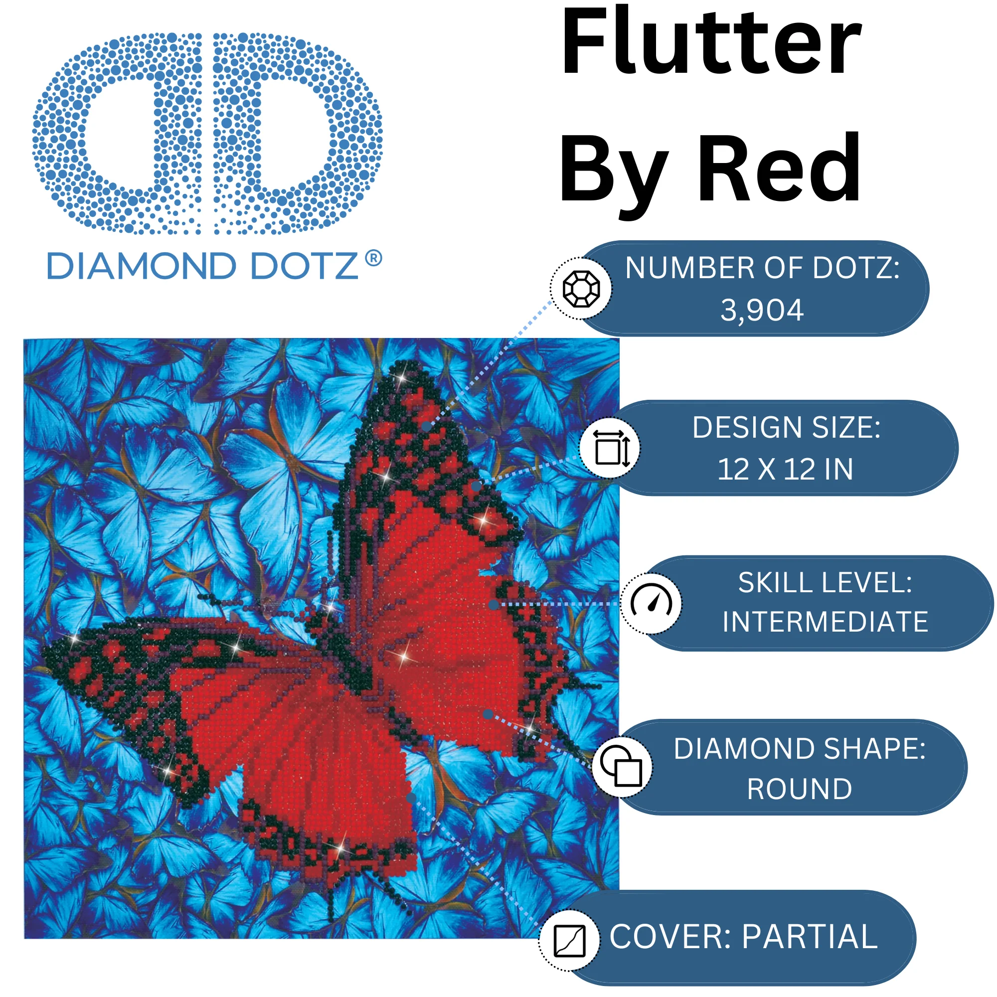 Diamond Dotz Flutterby Red - 12.0" x 12.0" - Image 3