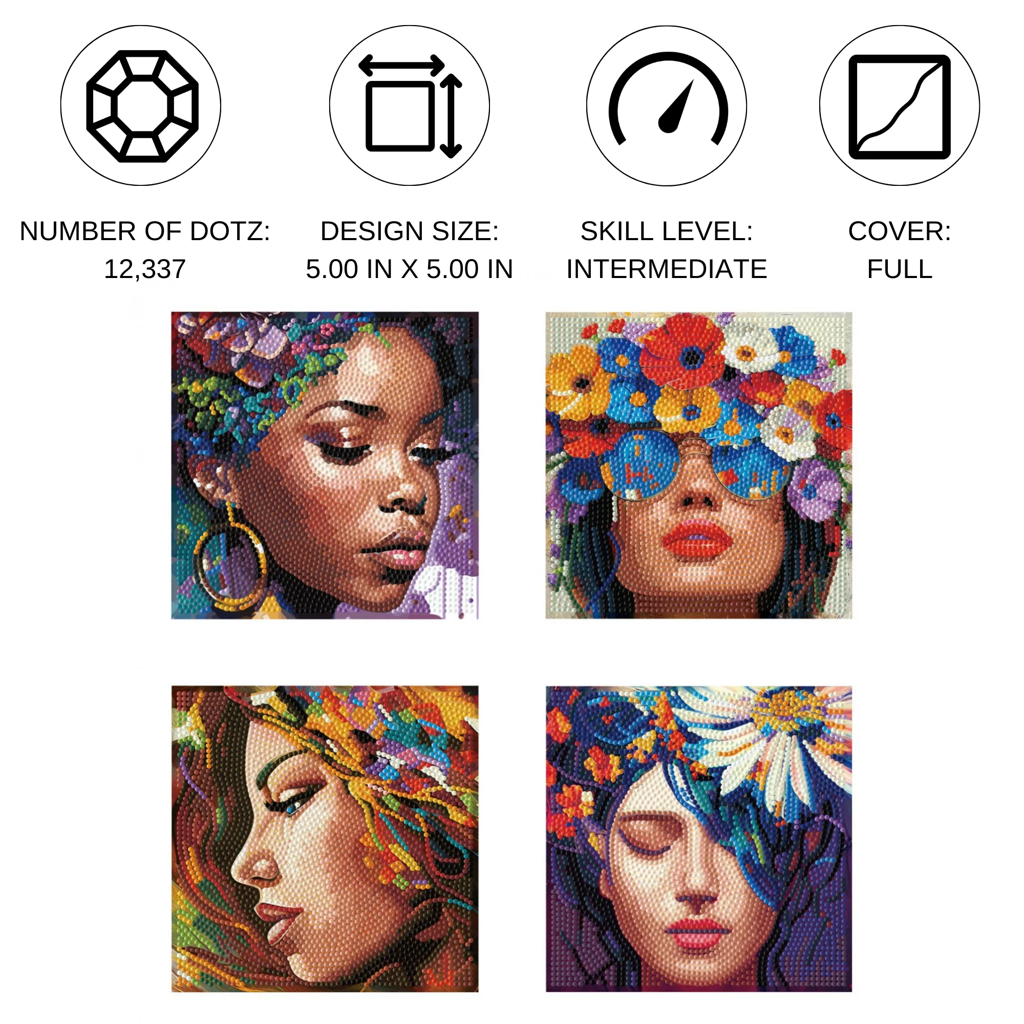 Diamond Dotz Mini Dotz Four Beauties Diamond Painting - 5.0" x 5.0" - Image 3