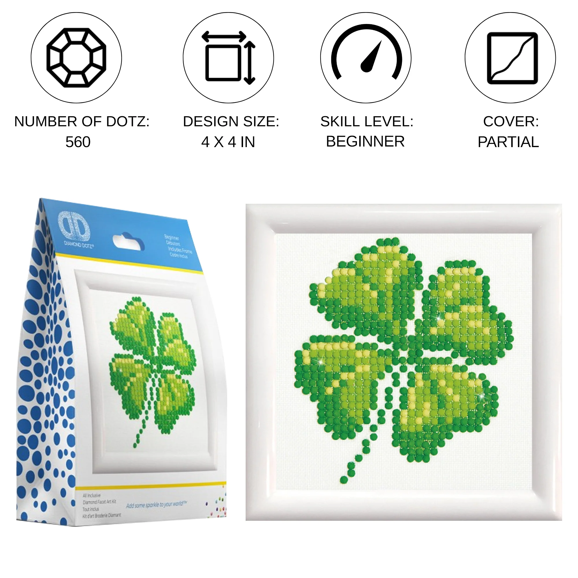 Diamond Dotz Four Leaf Clover with Frame - 4.0" x 4.0" - Image 3