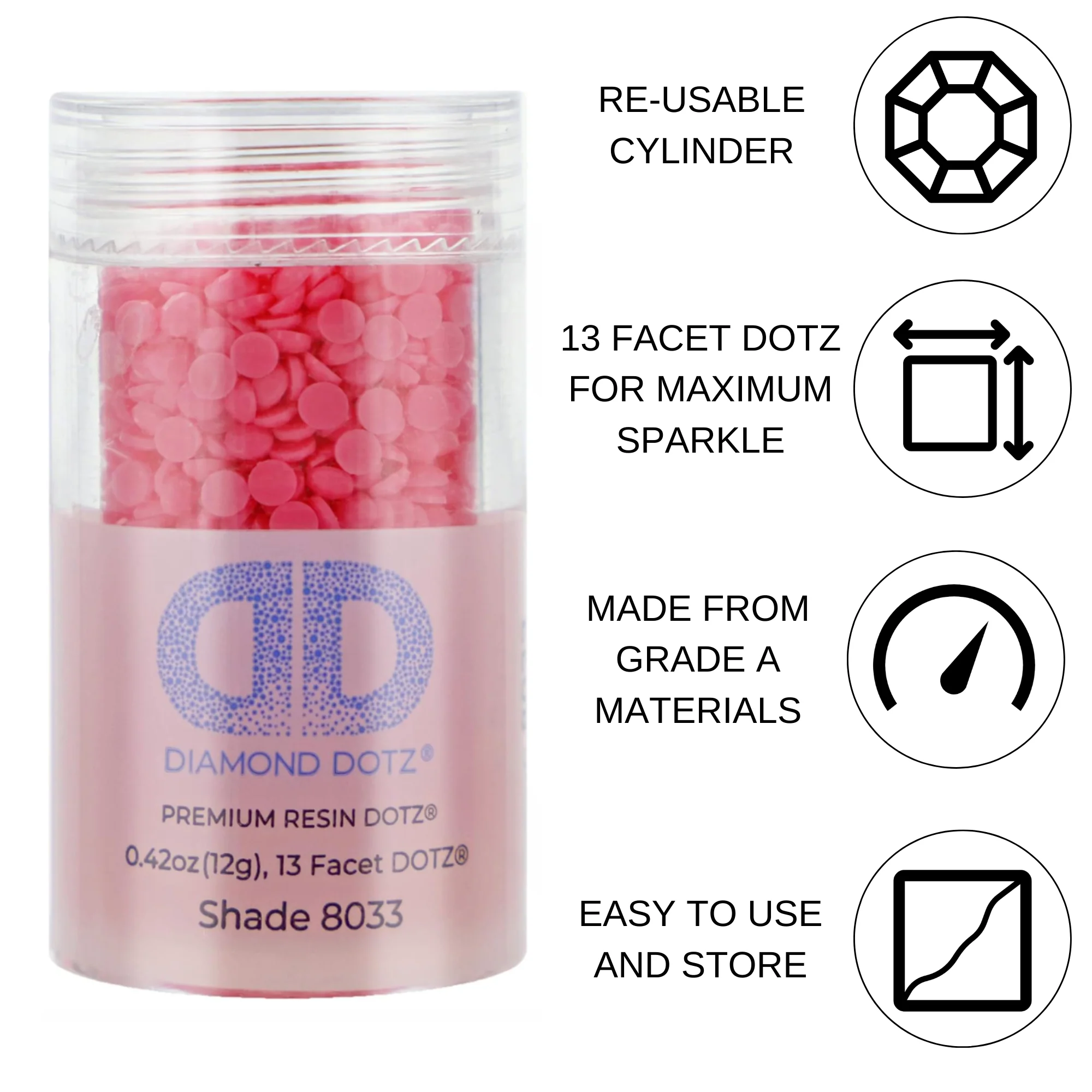 Diamond Dotz 2.8MM 12G DOTZ Cylinder - Carnation - Image 4
