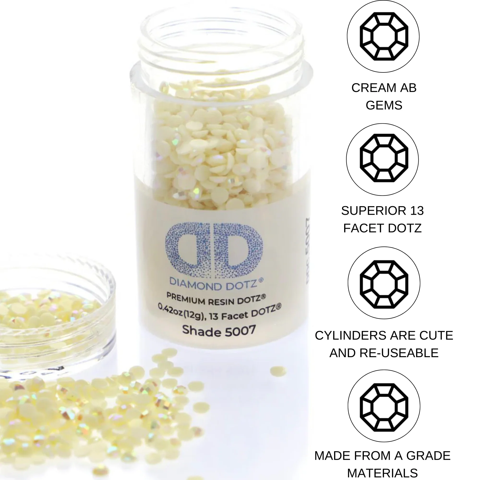 Diamond Dotz 2.8MM 12G DOTZ Cylinder - Cream AB - Image 5