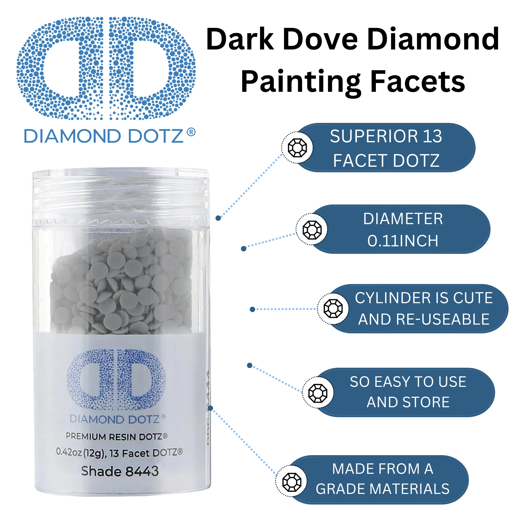 Diamond Dotz 2.8MM 12G DOTZ Cylinder - Dark Dove - Image 5