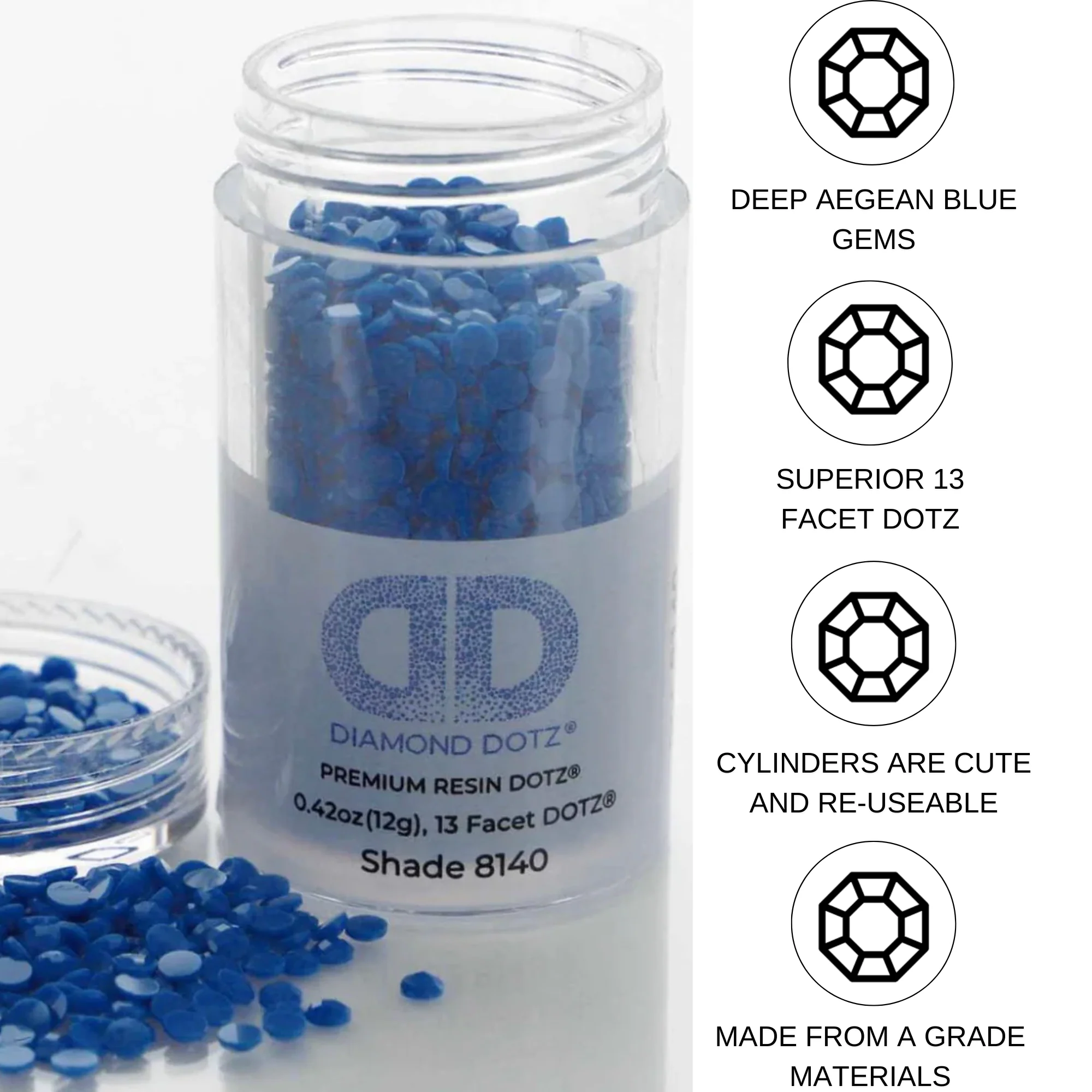Diamond Dotz 2.8MM 12G DOTZ Cylinder - Deep Aegean Blue - Image 5