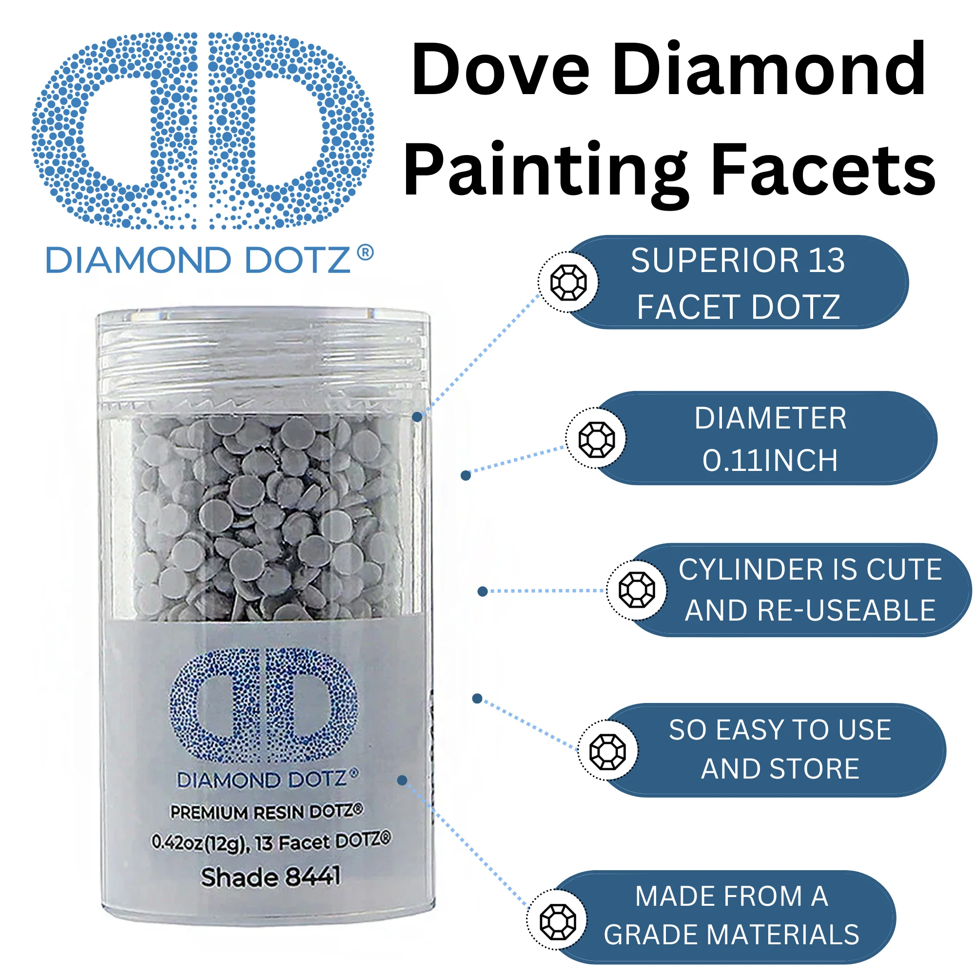 Diamond Dotz 2.8MM 12G DOTZ Cylinder - Dove - Image 5