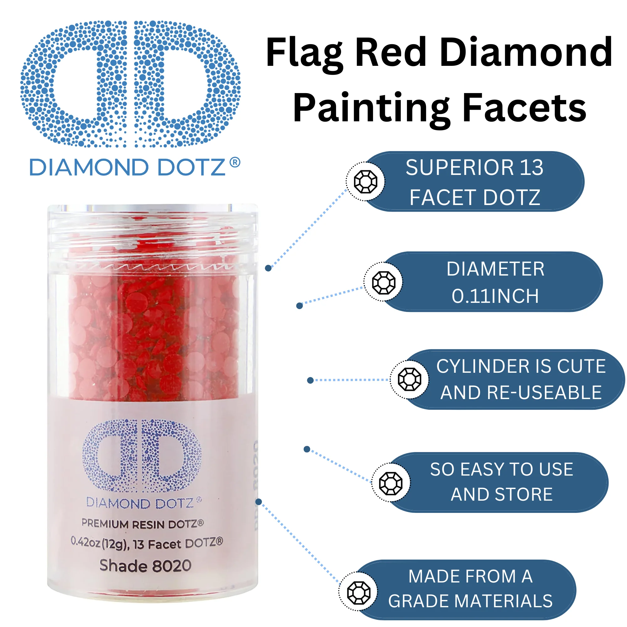 Diamond Dotz 2.8MM 12G DOTZ Cylinder - Flag Red - Image 5