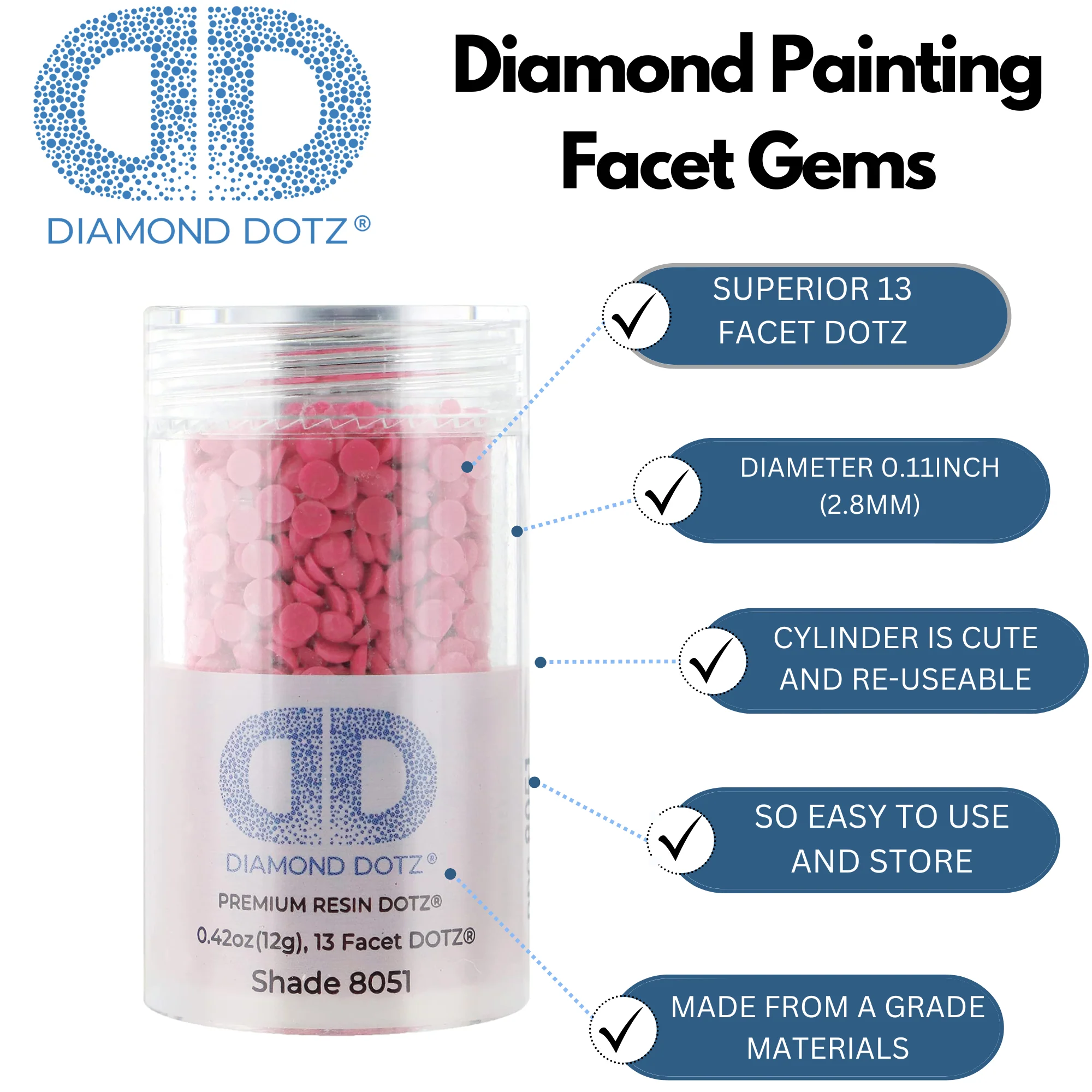 Diamond Dotz 2.8MM 12G DOTZ Cylinder - Fuschia - Image 5