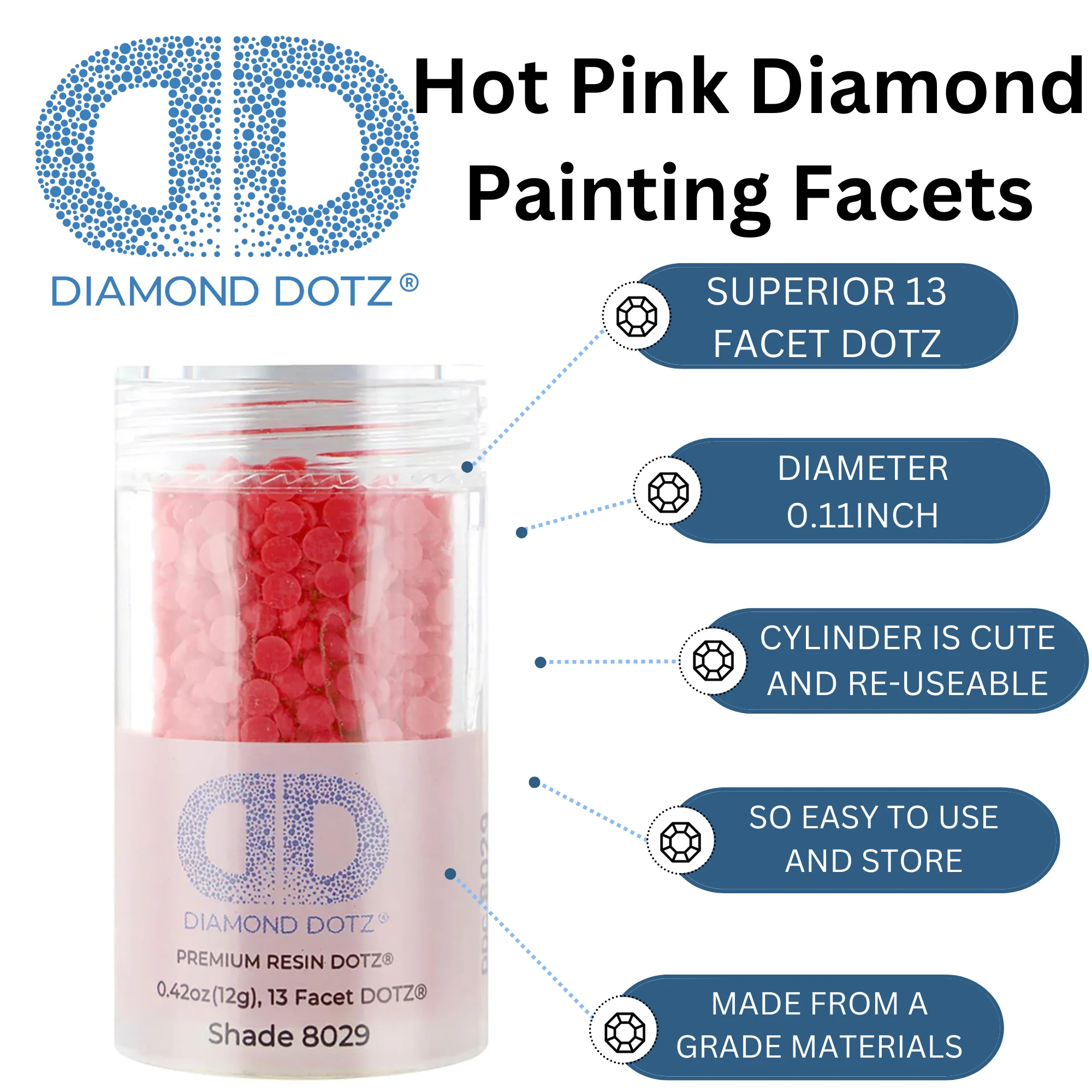 Diamond Dotz 2.8MM 12G DOTZ Cylinder - Hot Pink - Image 5
