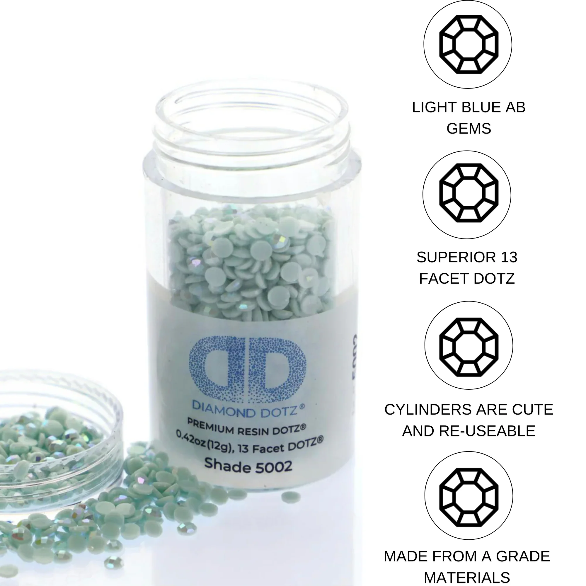 Diamond Dotz 2.8MM 12G DOTZ Cylinder - Light Blue AB - Image 5