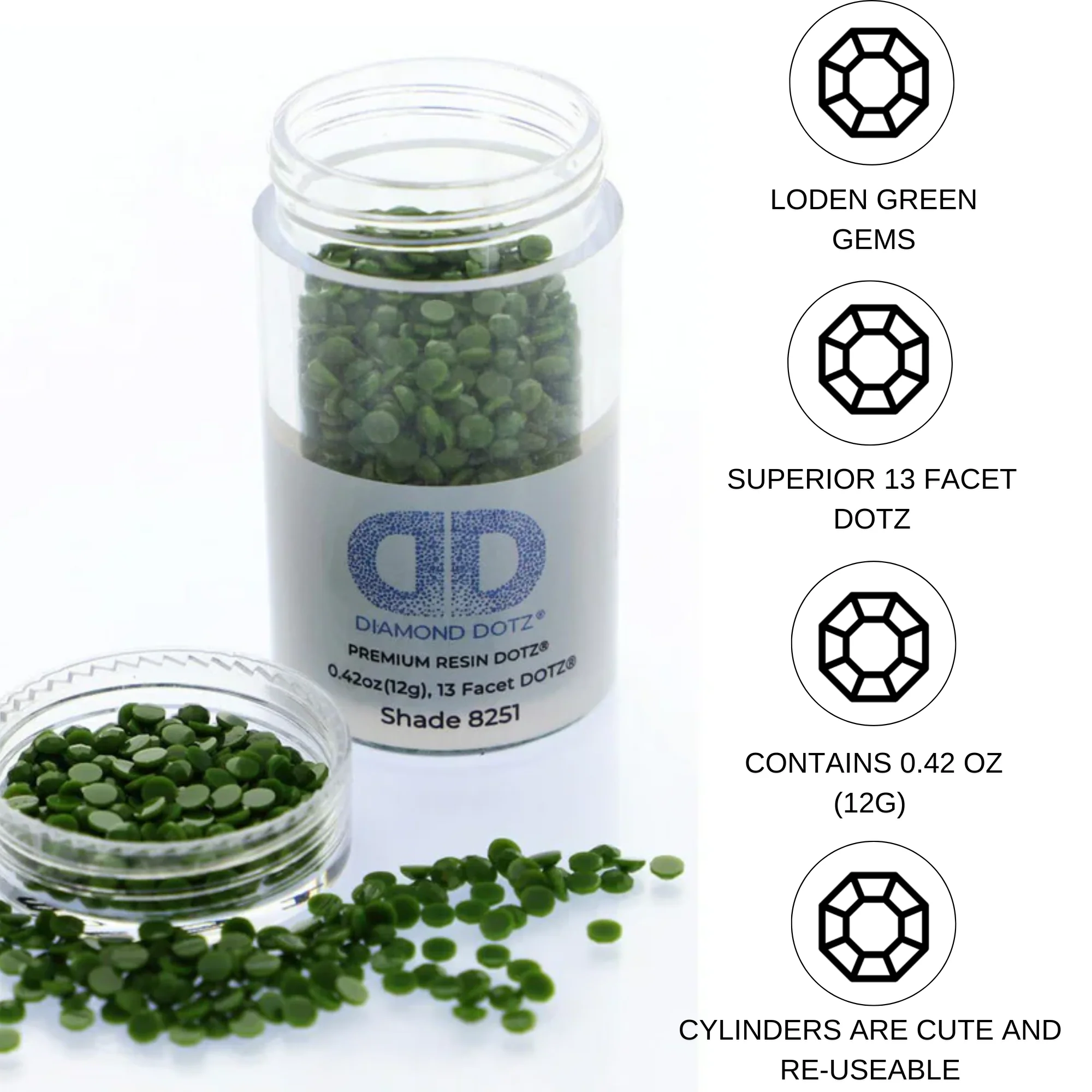 Diamond Dotz 2.8MM 12G DOTZ Cylinder - Loden Green - Image 5