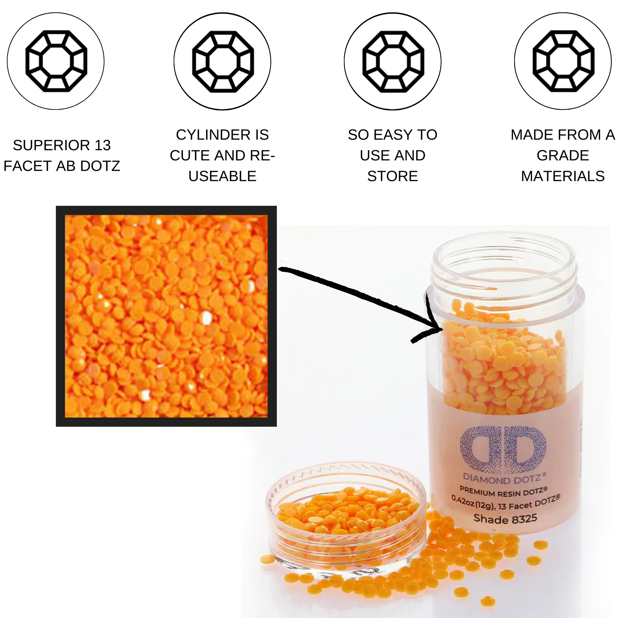 Diamond Dotz 2.8MM 12G DOTZ Cylinder - Marigold - Image 5