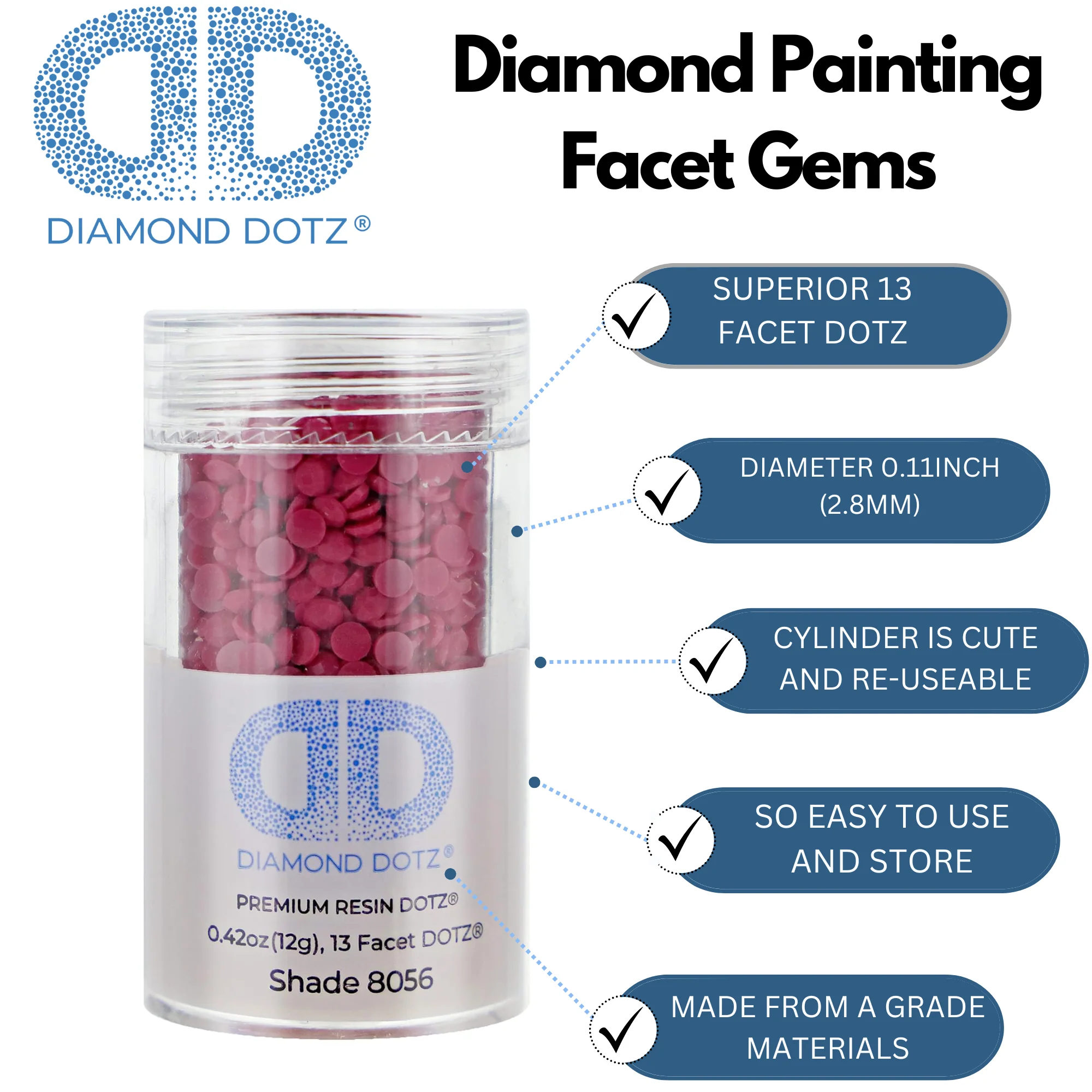 Diamond Dotz 2.8MM 12G DOTZ Cylinder - Mid Magenta - Image 5