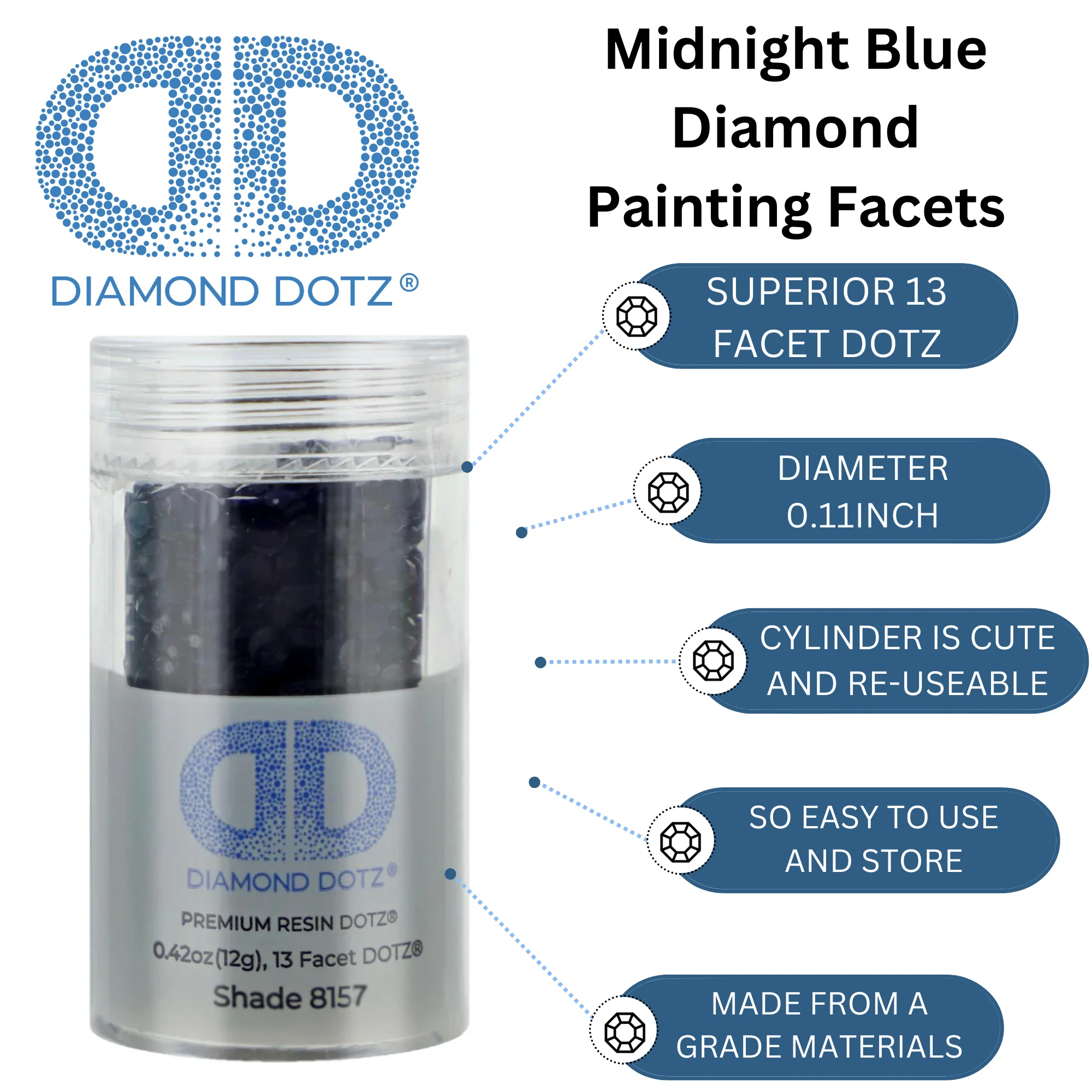 Diamond Dotz 2.8MM 12G DOTZ Cylinder - Midnight Blue - Image 5
