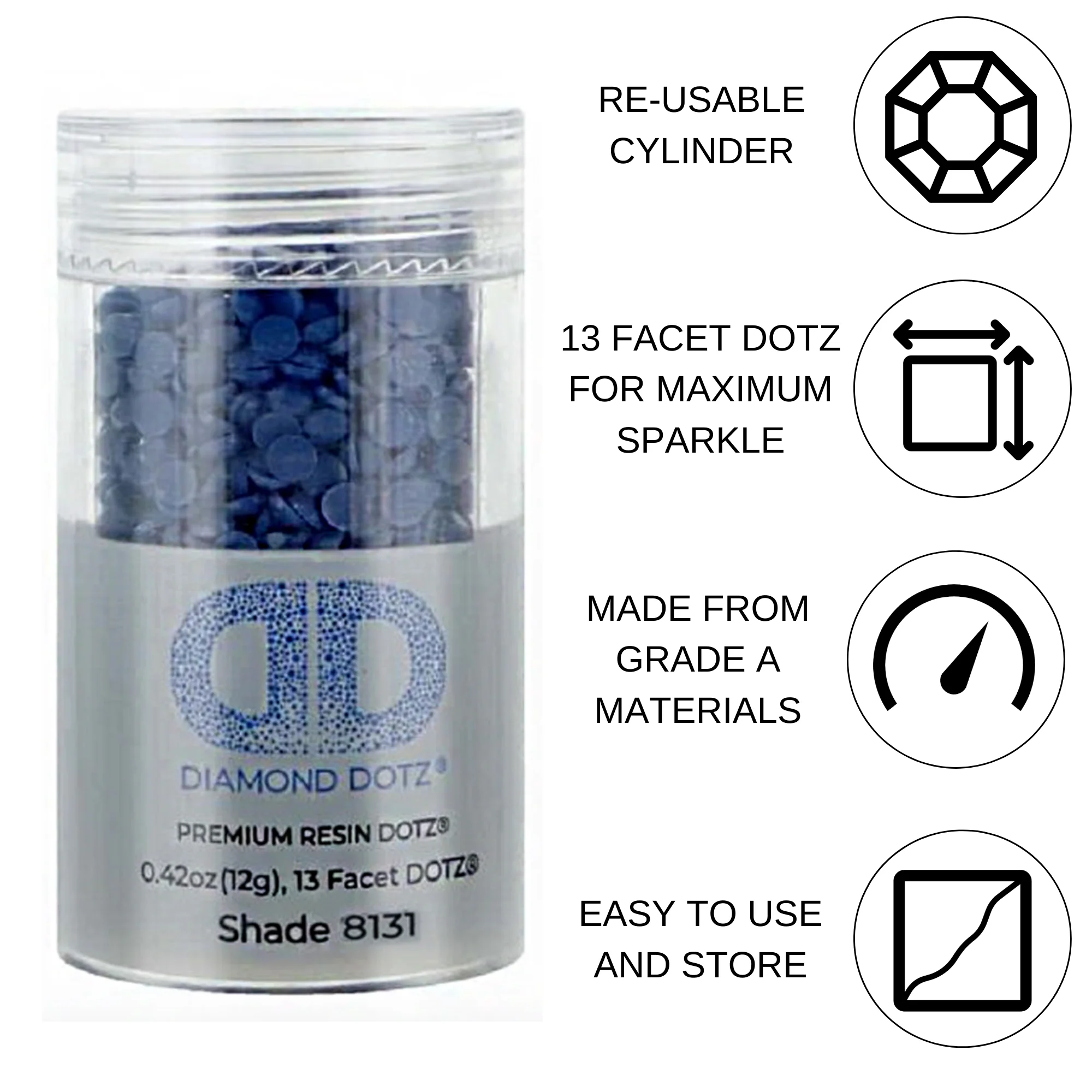 Diamond Dotz 2.8MM 12G DOTZ Cylinder - Navy Blue - Image 4
