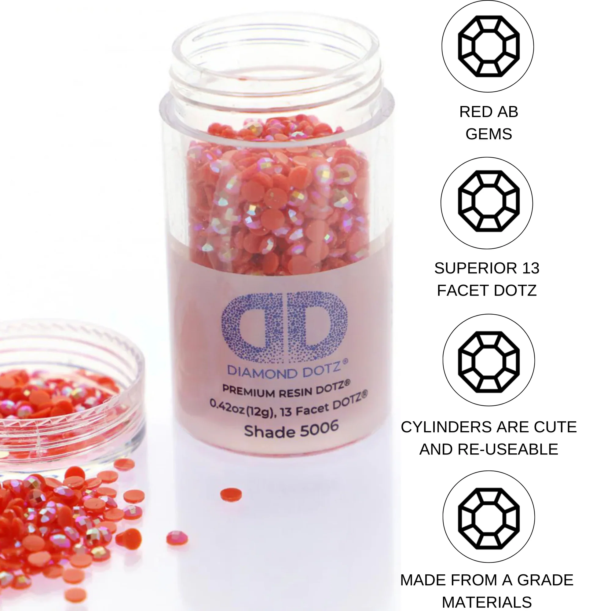 Diamond Dotz 2.8MM 12G DOTZ Cylinder - Red AB - Image 5
