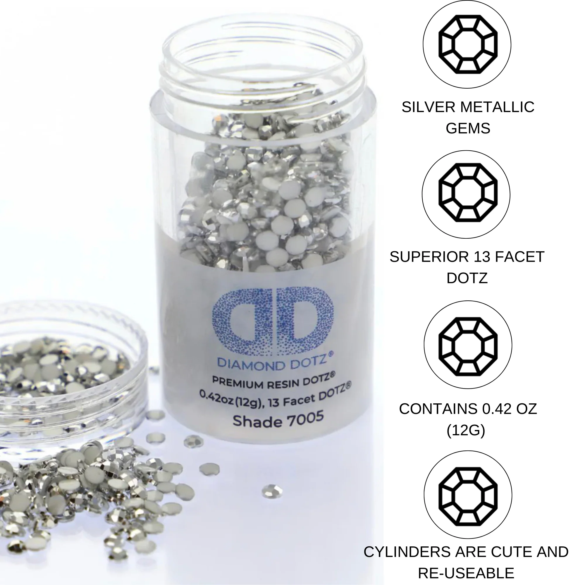 Diamond Dotz 2.8MM 12G DOTZ Cylinder - SILVER METALLIC - Image 5