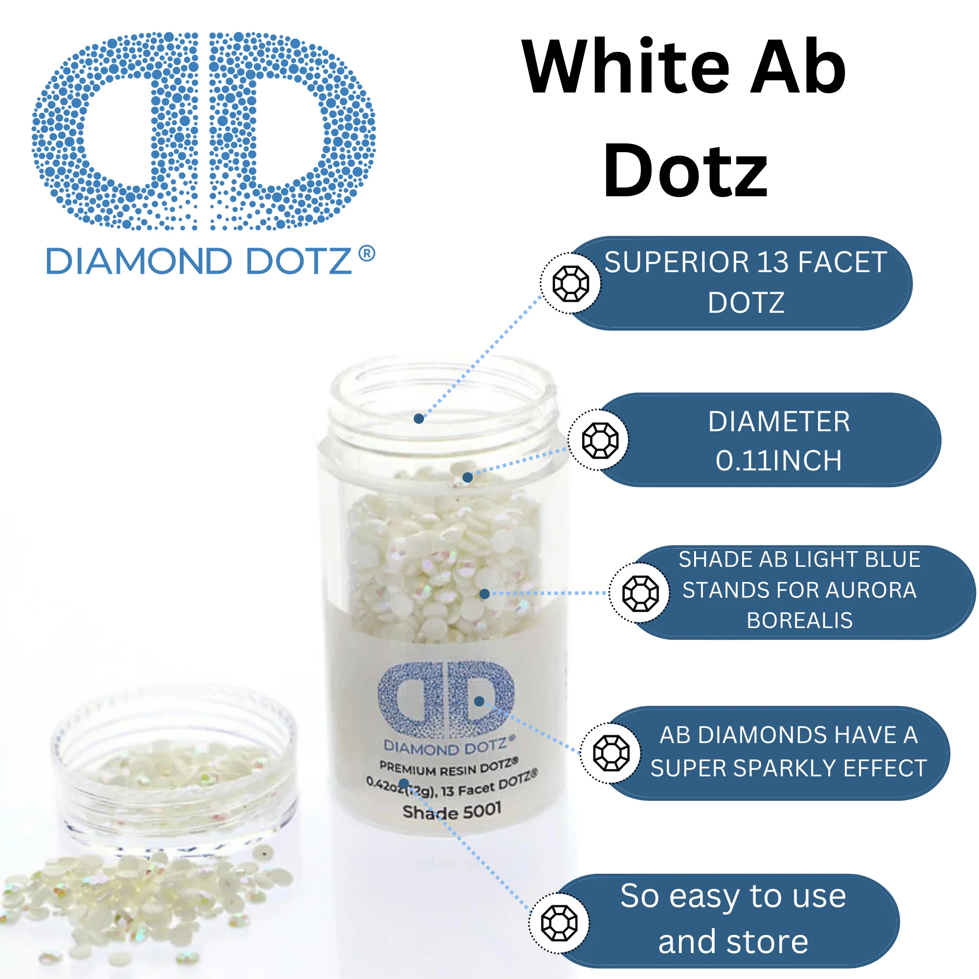 Diamond Dotz 2.8MM 12G DOTZ Cylinder - Winter White AB - Image 5